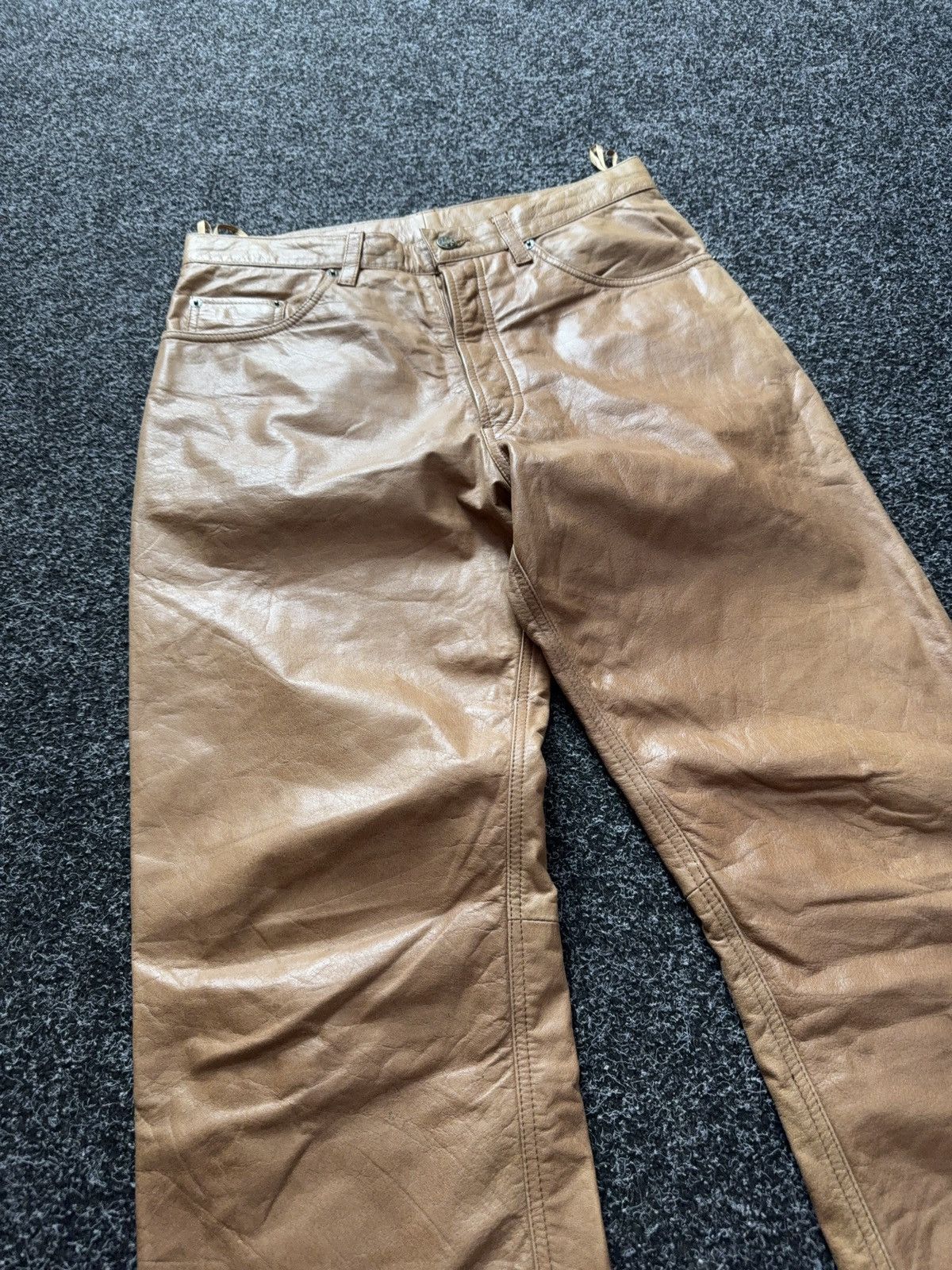 Genuine Leather 00s Leather Biker MOTO Rock Punk Cowboy Chrome Style Pants Size US 31 - 6 Thumbnail