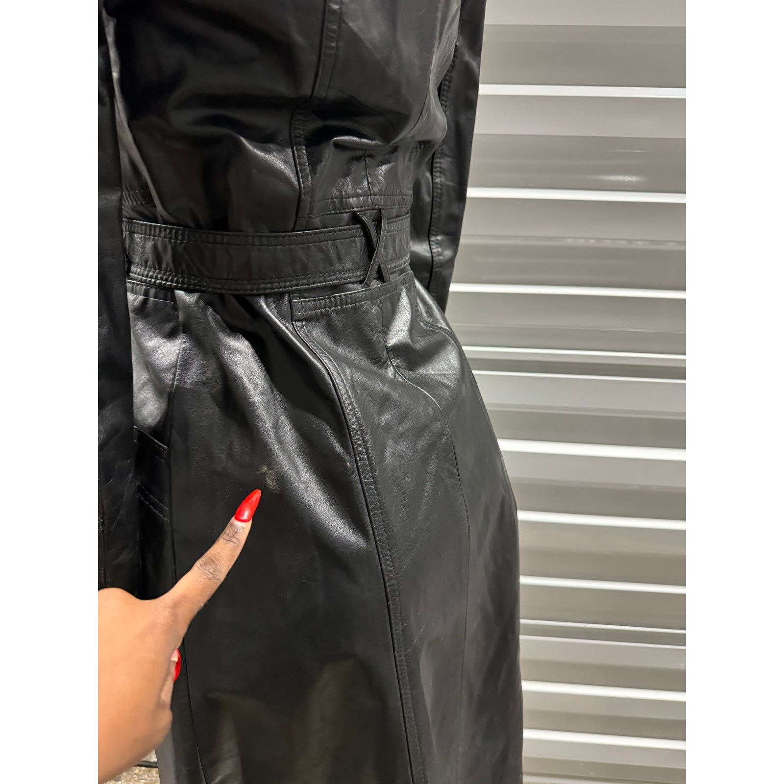 Vintage LEATHER vintage TRENCH COAT Size XS / US 0-2 / IT 36-38 - 10 Thumbnail