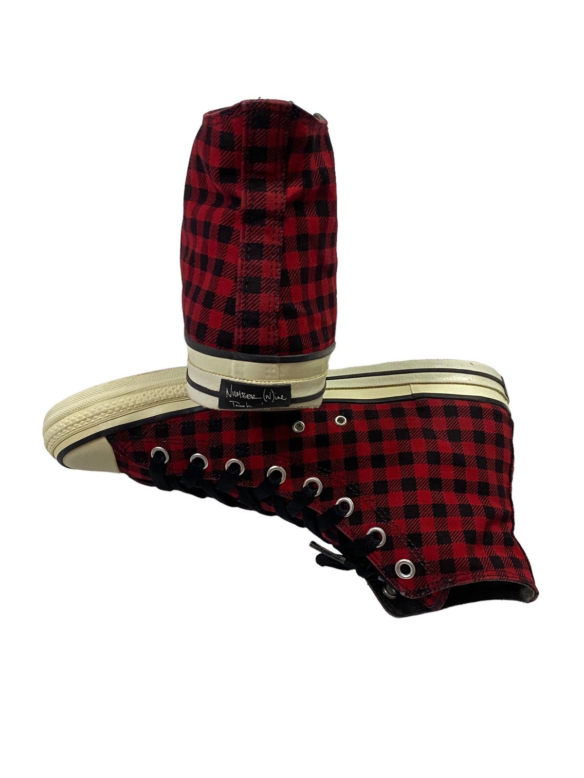 Number (N)ine NUMBER (N)INE Red Plaind Punk Sneakers Size US 9 / EU 42 - 2 Thumbnail