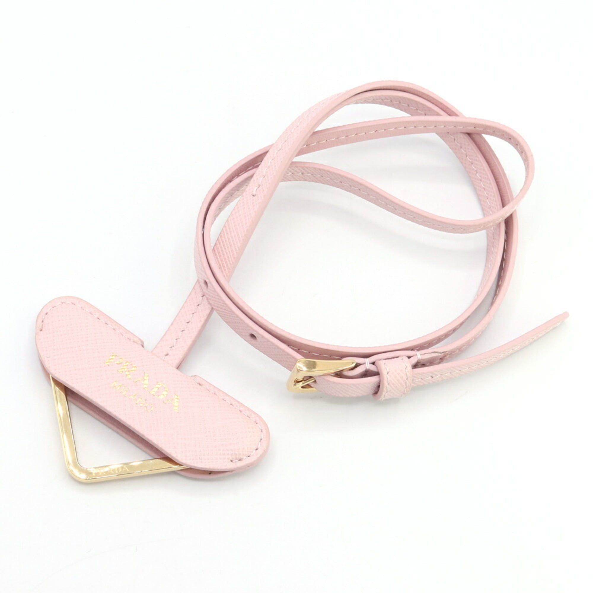 Prada Prada Neck Strap 1PP184 Pink Leather Keychain Key Ring Bag Charm Triangle Women's PRADA Size ONE SIZE - 1 Thumbnail