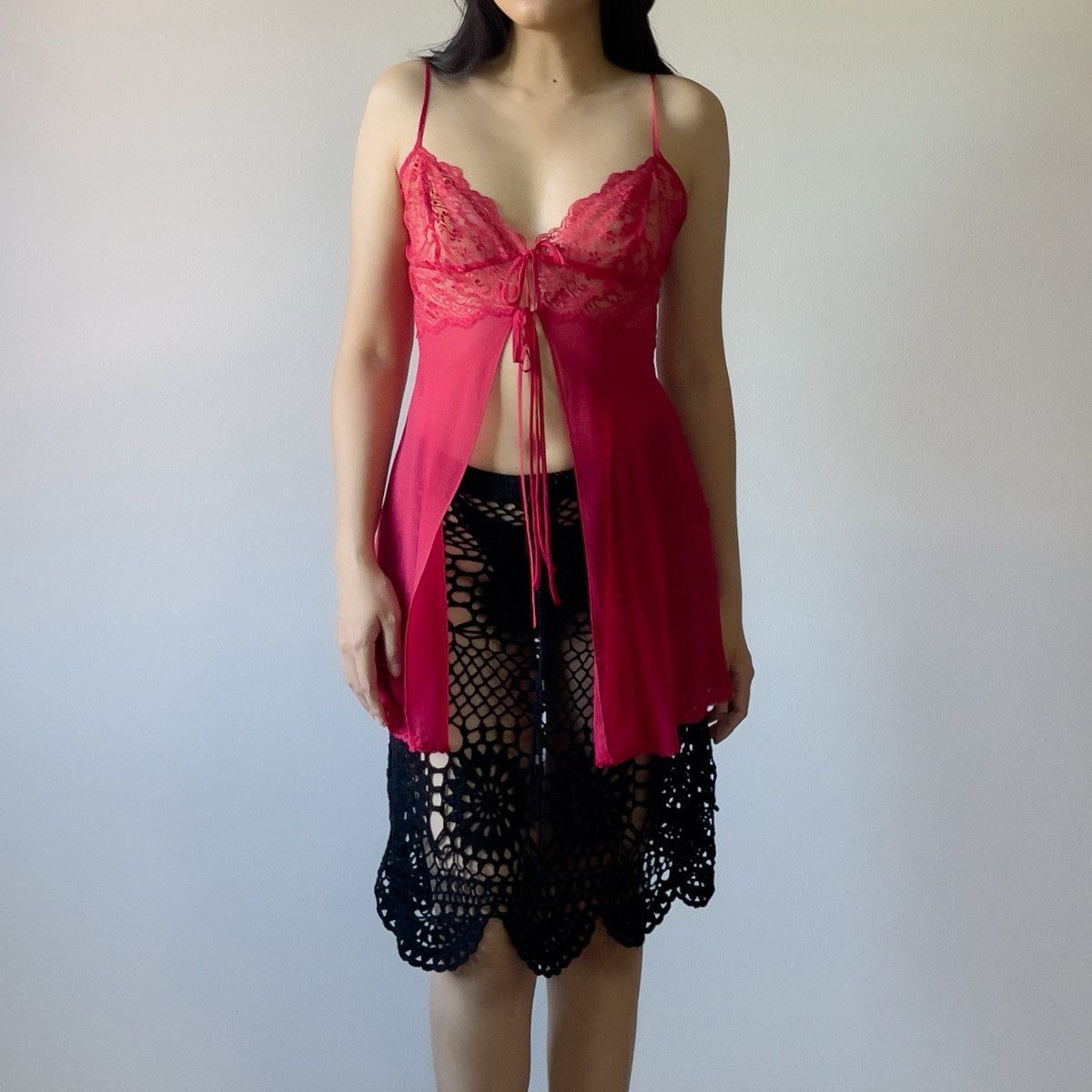 Victoria's Secret Victoria’s Secret Red Lace & Silk Sheer Camisole (M) Size M / US 6-8 / IT 42-44 - 1 Thumbnail