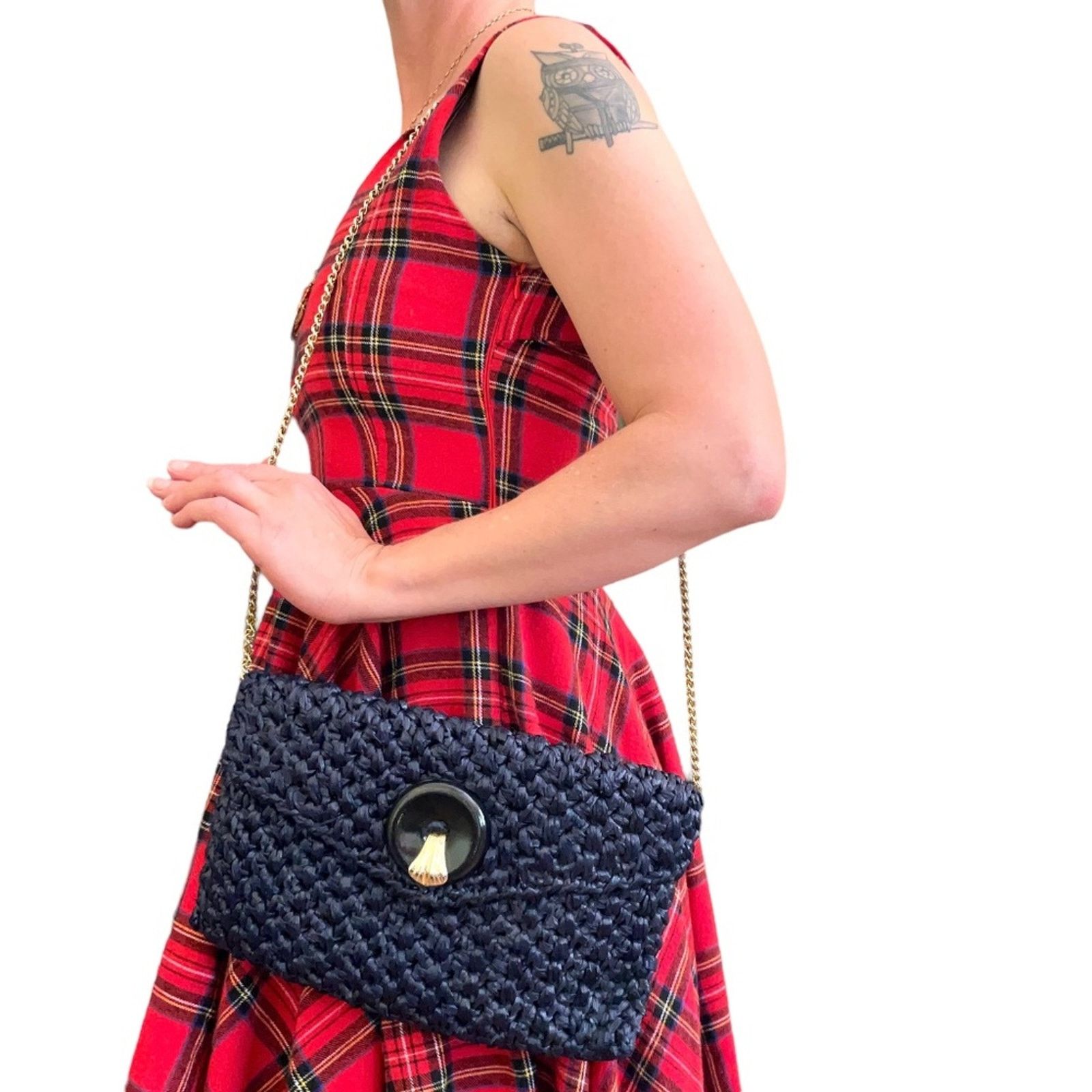 Vintage Rodo Italy Vintage Navy Blue Woven Straw Envelope Clutch Bag Size ONE SIZE - 2 Thumbnail