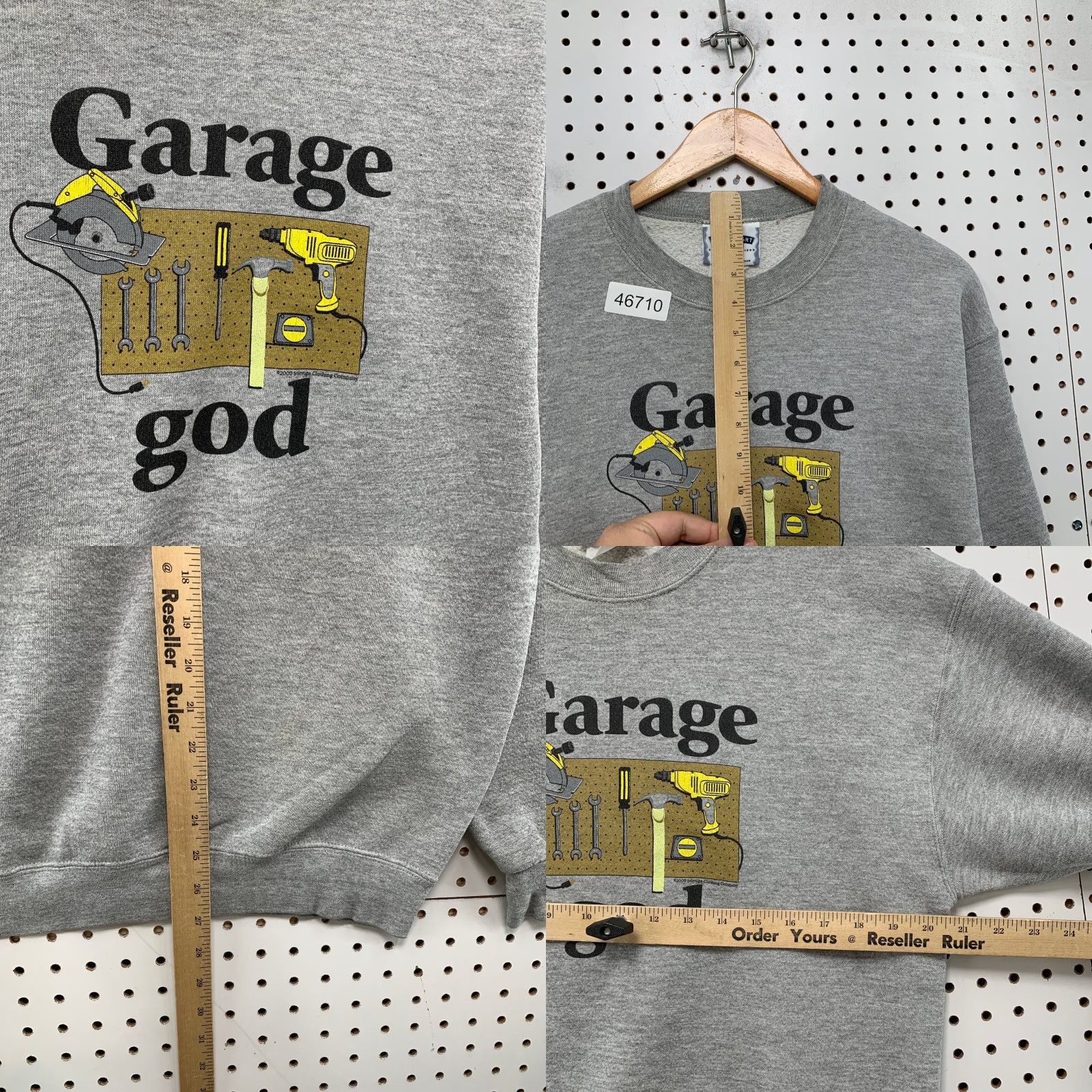 Lee VINTAGE Lee Sweatshirt Mens M Gray Graphic Tools Pullover Dad 90s Funny Garages USA Size US M / EU 48-50 / 2 - 8 Thumbnail