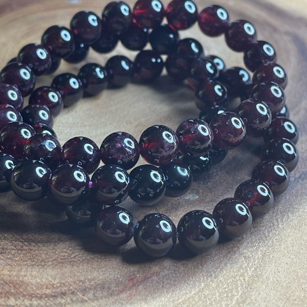 Other Garnet deep red stretch beaded bracelet 7” crystal healing beads 8mm high quality ONE NEW Size ONE SIZE - 2 Thumbnail