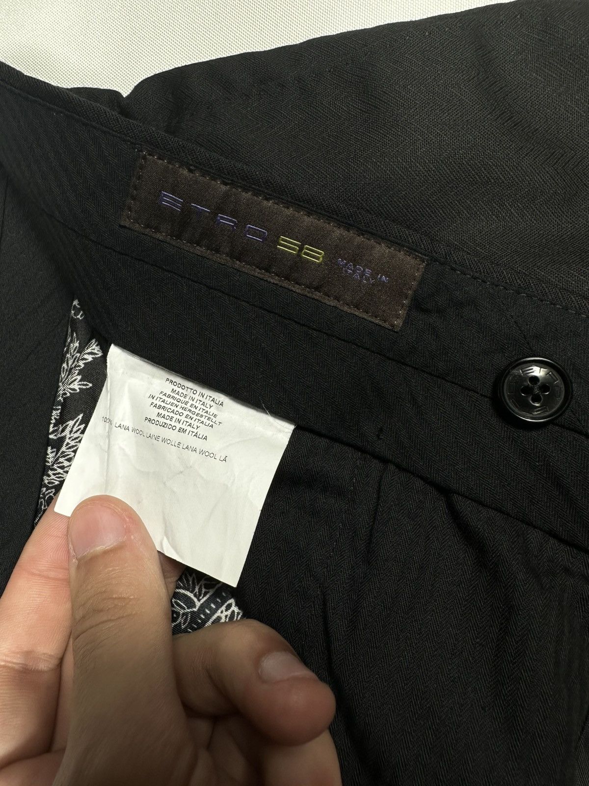 Etro ETRO 58 Pants Black Suit Logo Trousers Men’s Lana Wool Size US 42 / EU 58 - 10 Thumbnail