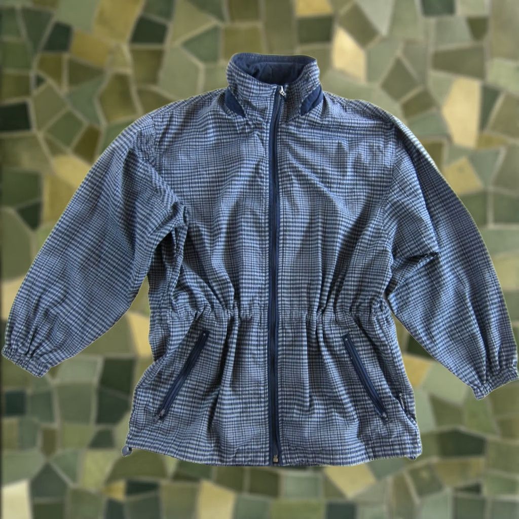 Vintage VTG Columbia Nylon Blend Blue Checkered Plaid Cinch Waist Windbreaker Jacket S Womens Jacket Size S / US 4 / IT 40 - 1 Thumbnail