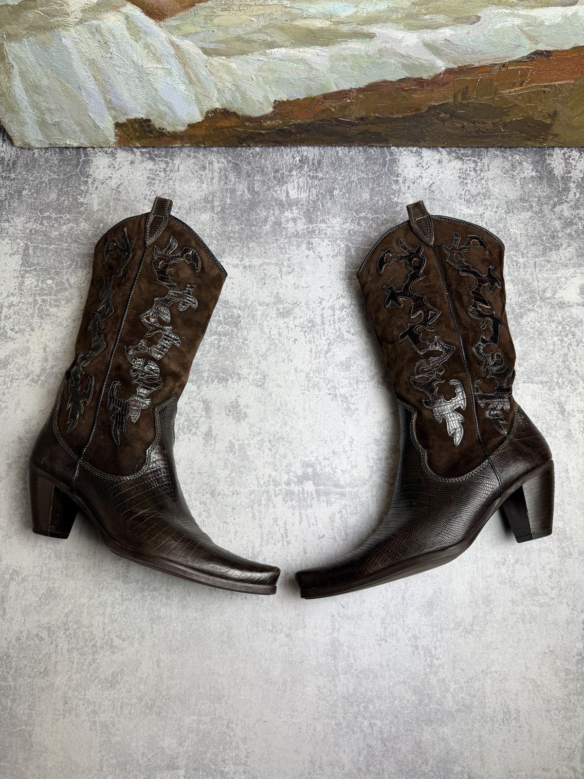 RARE Varese Designer Cowboys Y2K Leather Vintage Heels Boots