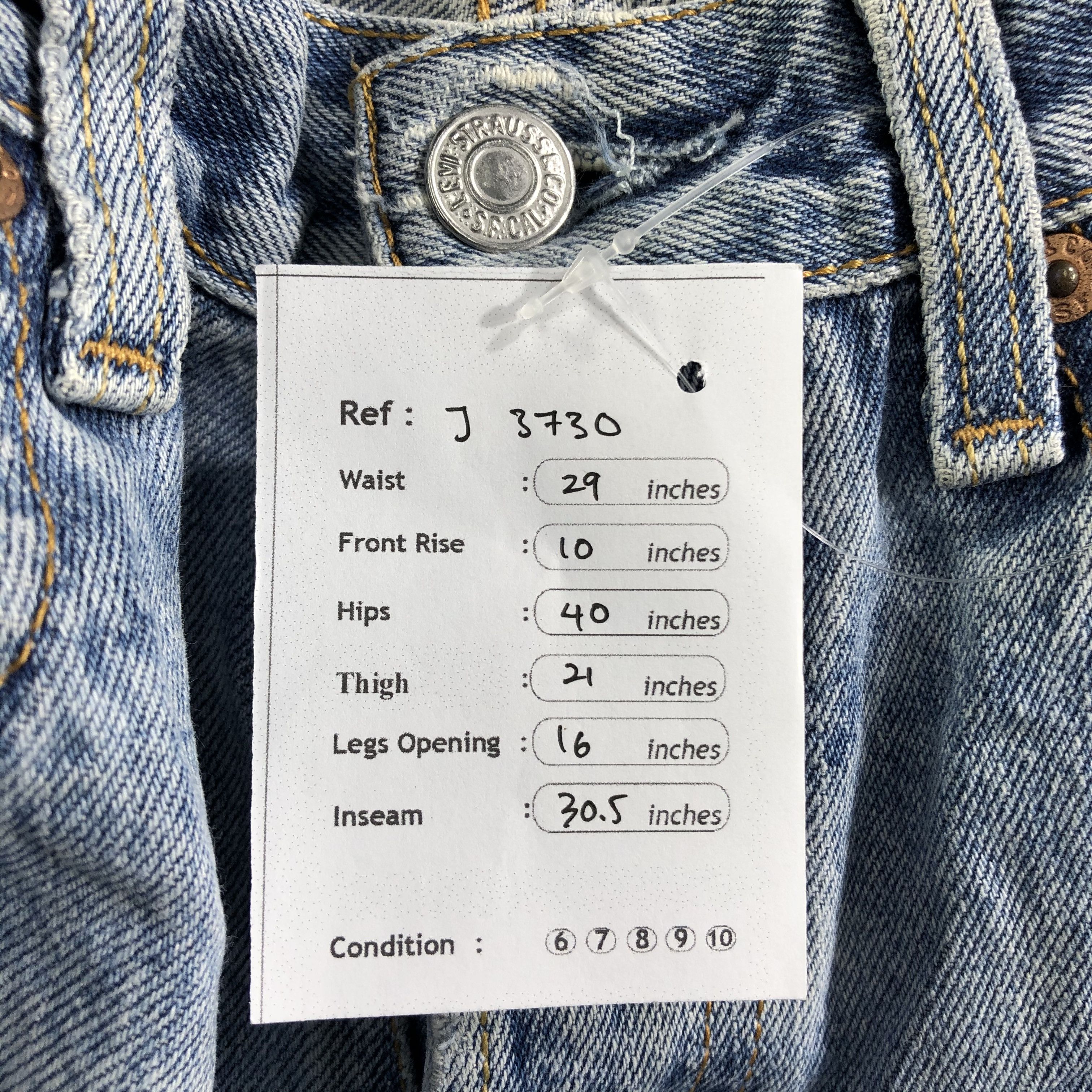 Levi's Vintage Blue Wash Levis 501 Jeans-J3730 Size US 29 - 13 Thumbnail
