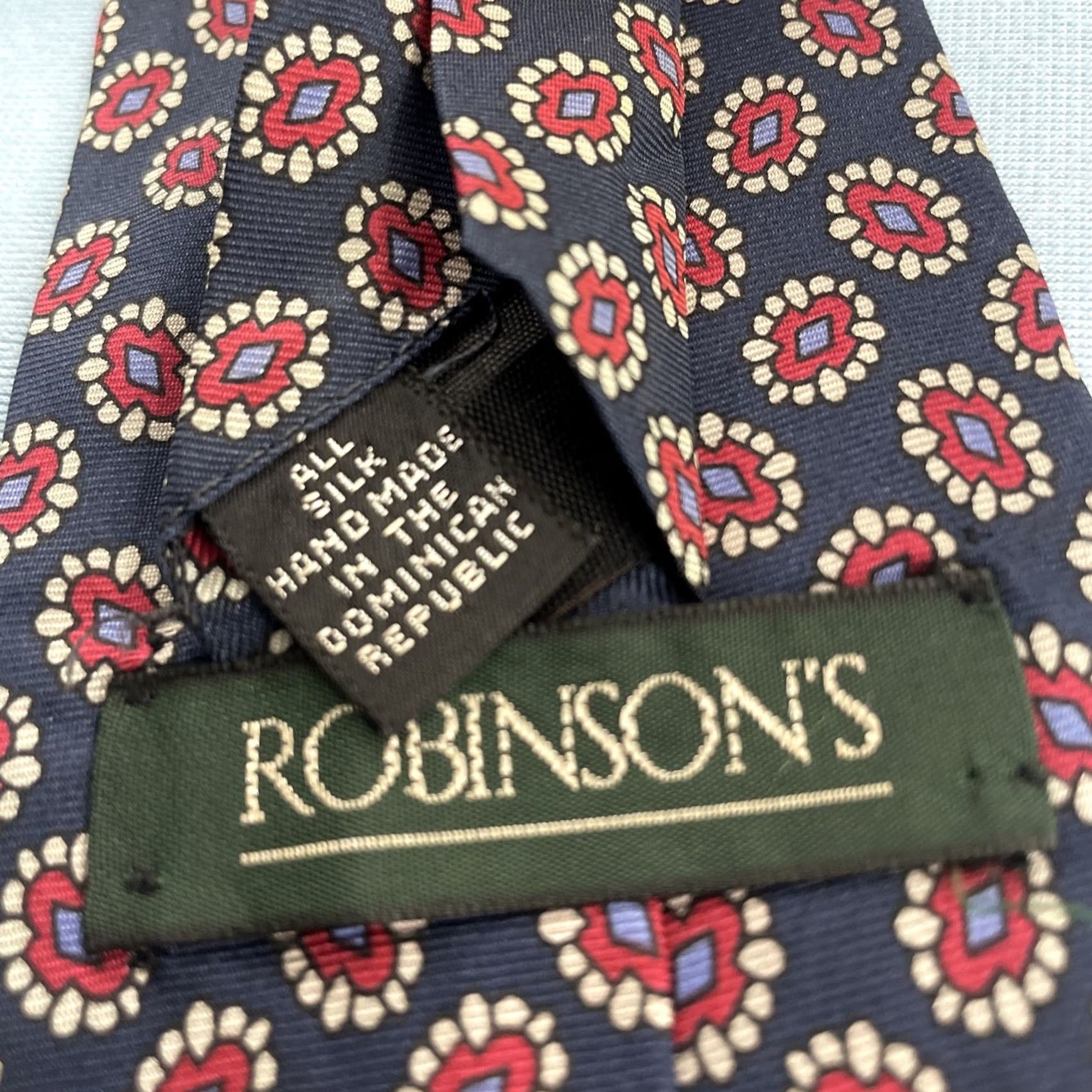 Vintage Robinson's Silk Tie Handmade Vtg Necktie Deco Geometry Micro Yellow Wide Classic 57"-60" Mens Vintage Tie Size ONE SIZE - 3 Thumbnail