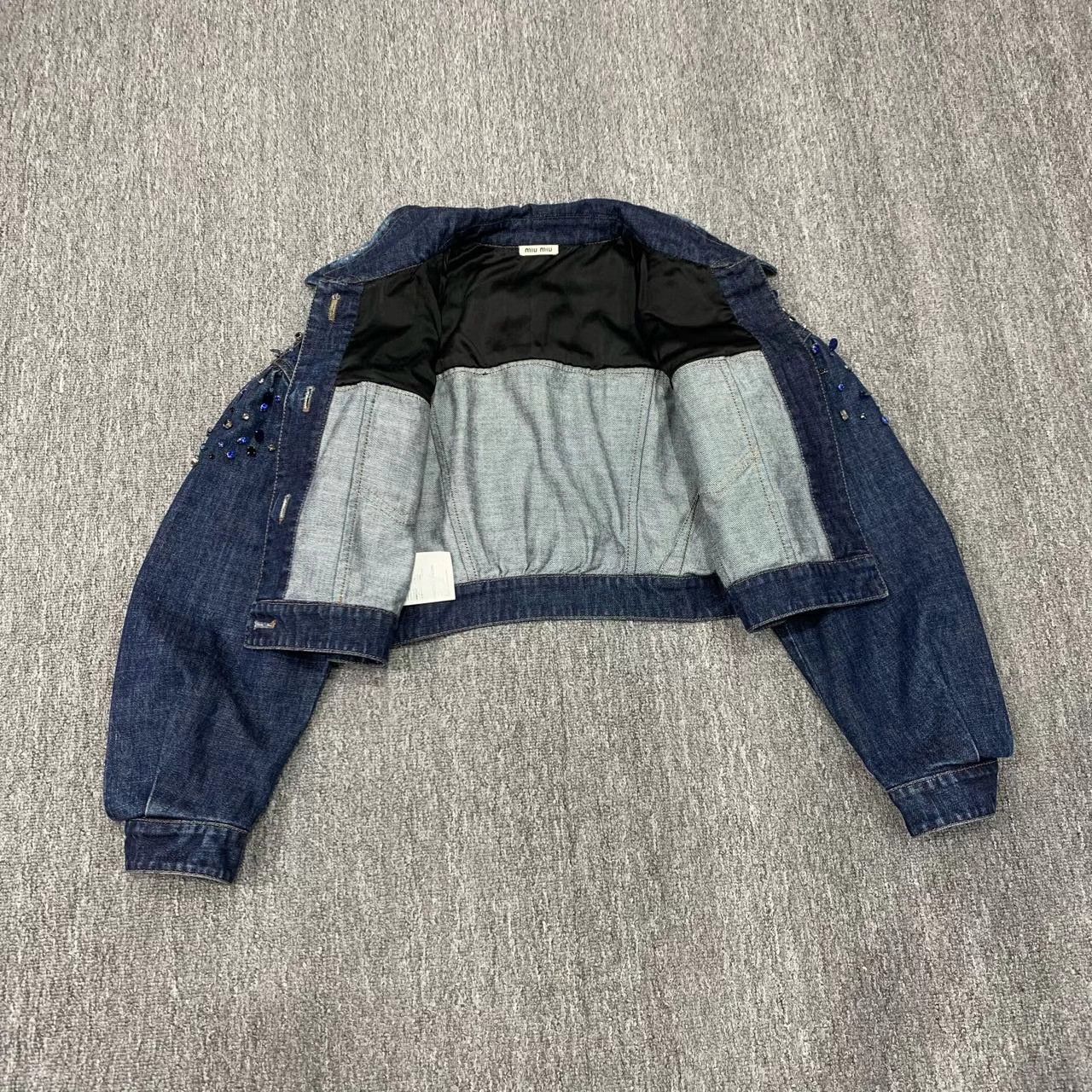 Miu Miu Miu Miu Blue Rhinestone Denim Short Jacket Size S / US 4 / IT 40 - 3 Thumbnail