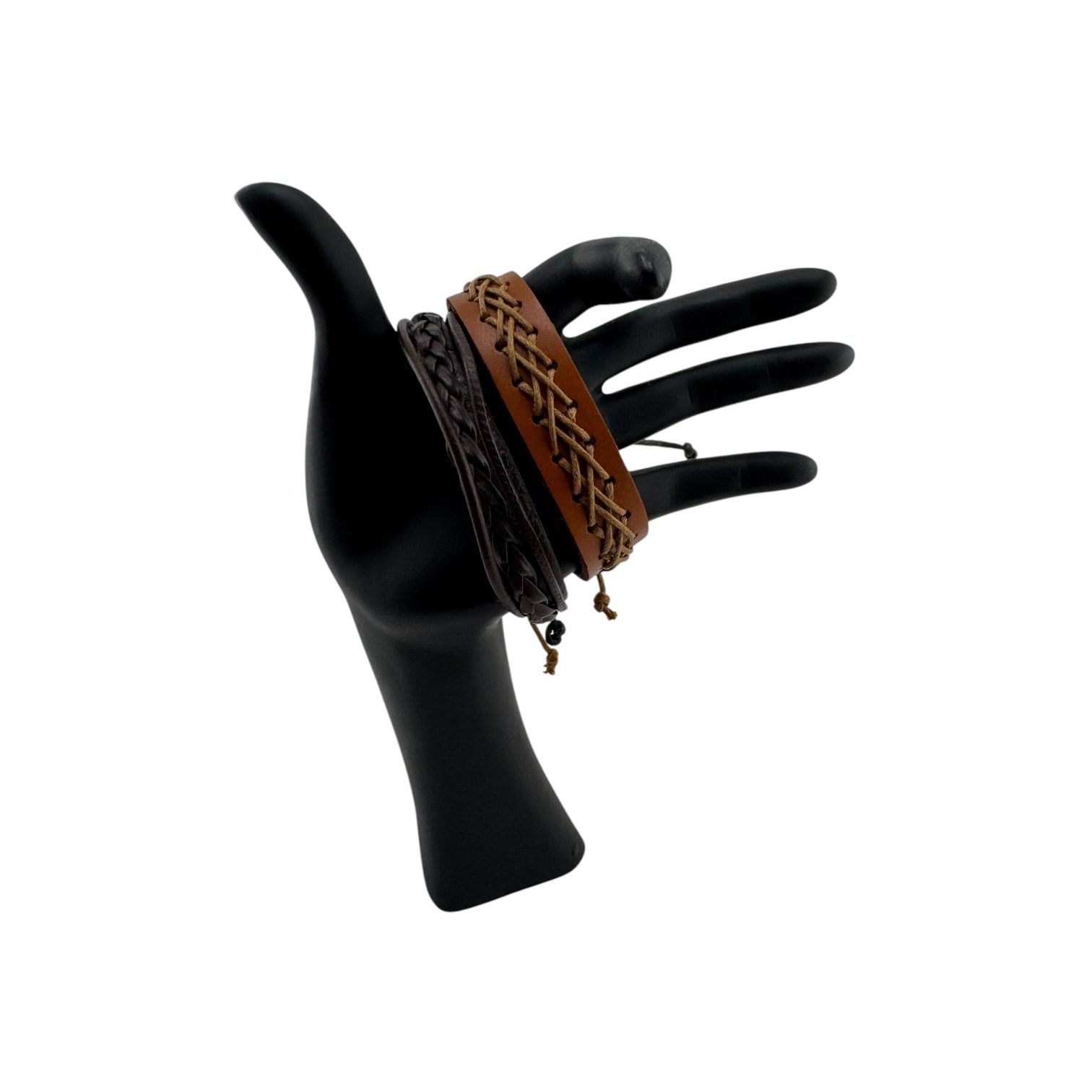 Other Rebel's Duo: Black & Brown Braided Cuff Set Size ONE SIZE - 3 Thumbnail