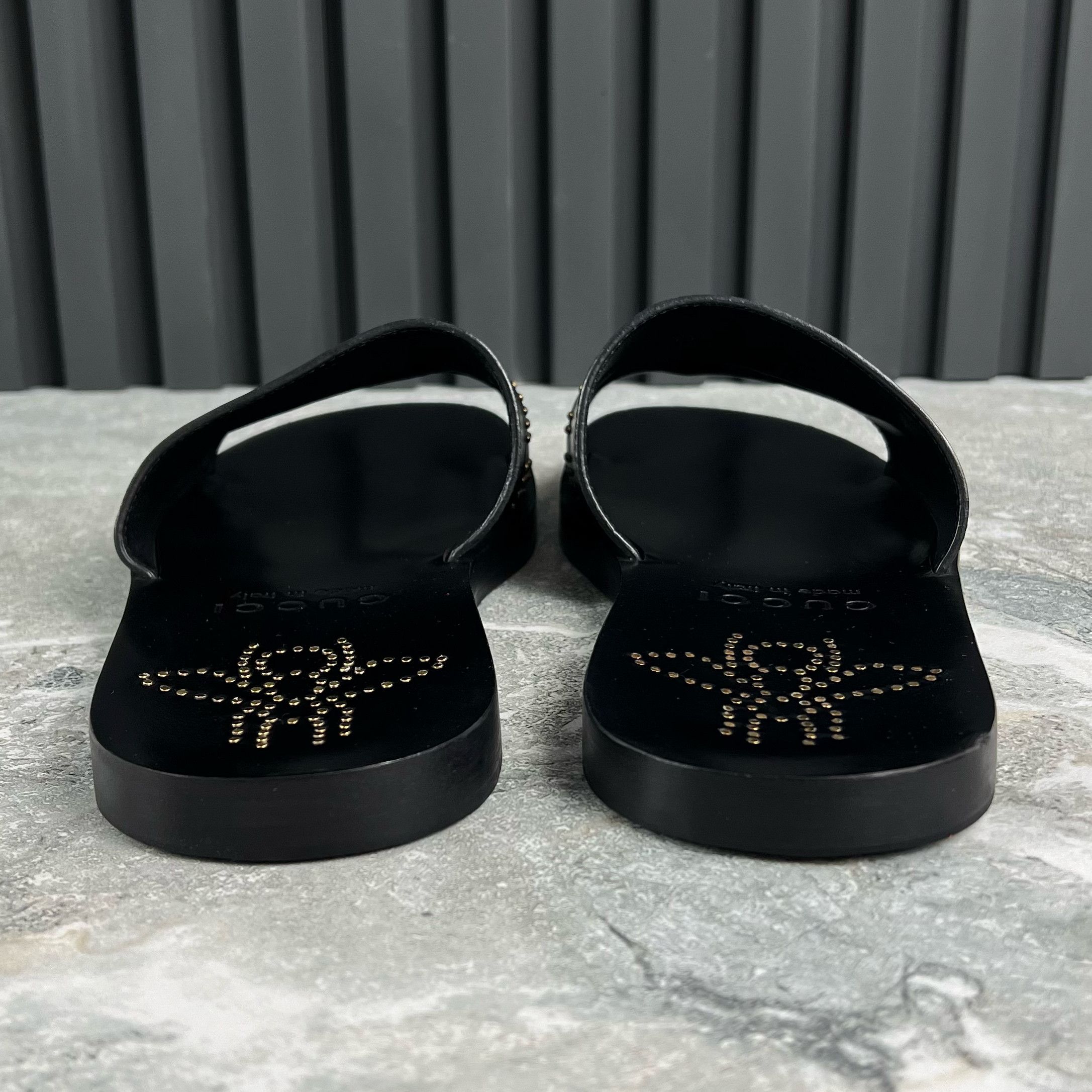 Gucci Studded Logo Bee Slides Sandals Leather Size US 8 / EU 41 - 8 Thumbnail