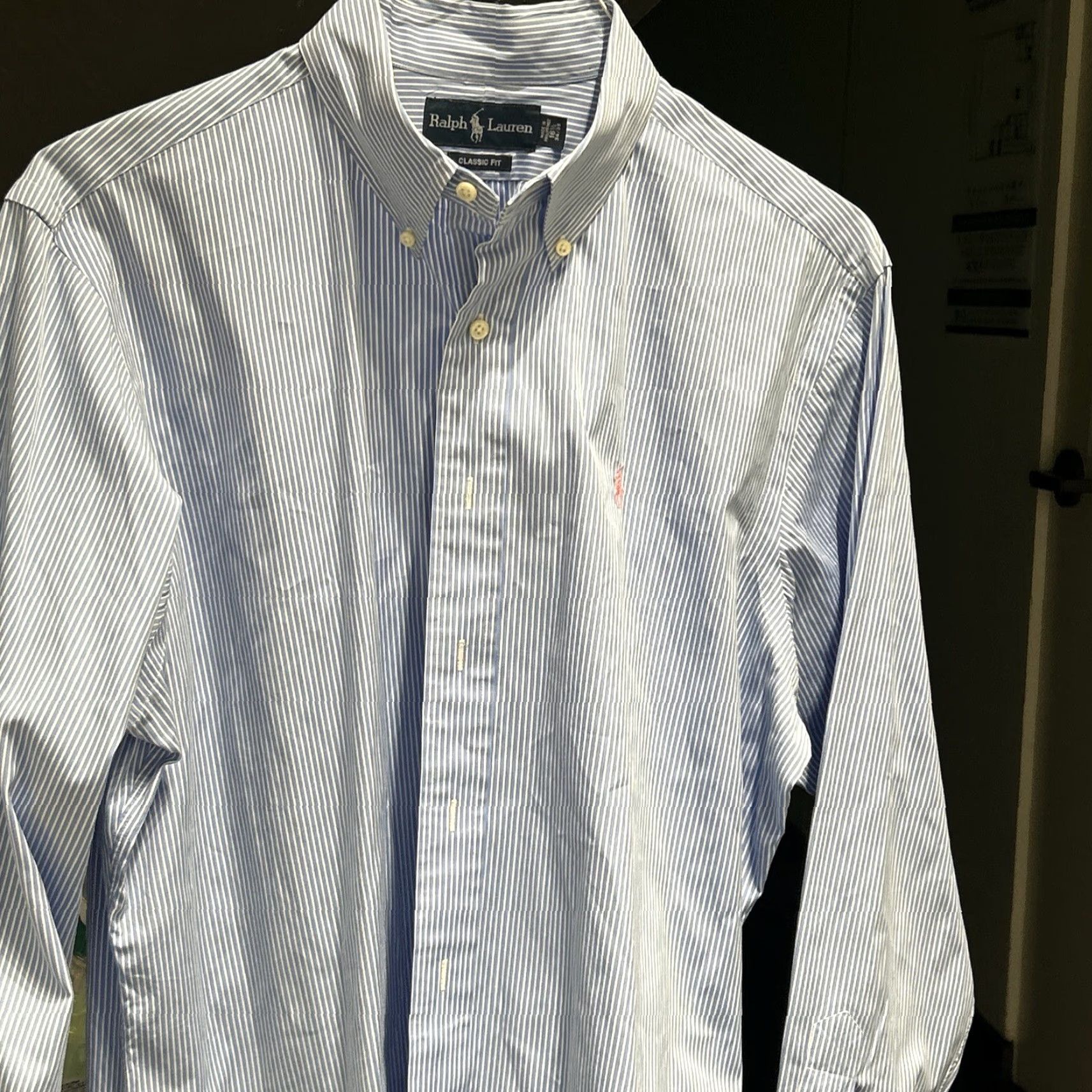 Ralph Lauren ralph lauren Men's Blue Stripe Shirt Polo 16.5 Oxford Classic Fit Size US XL / EU 56 / 4 - 3 Thumbnail