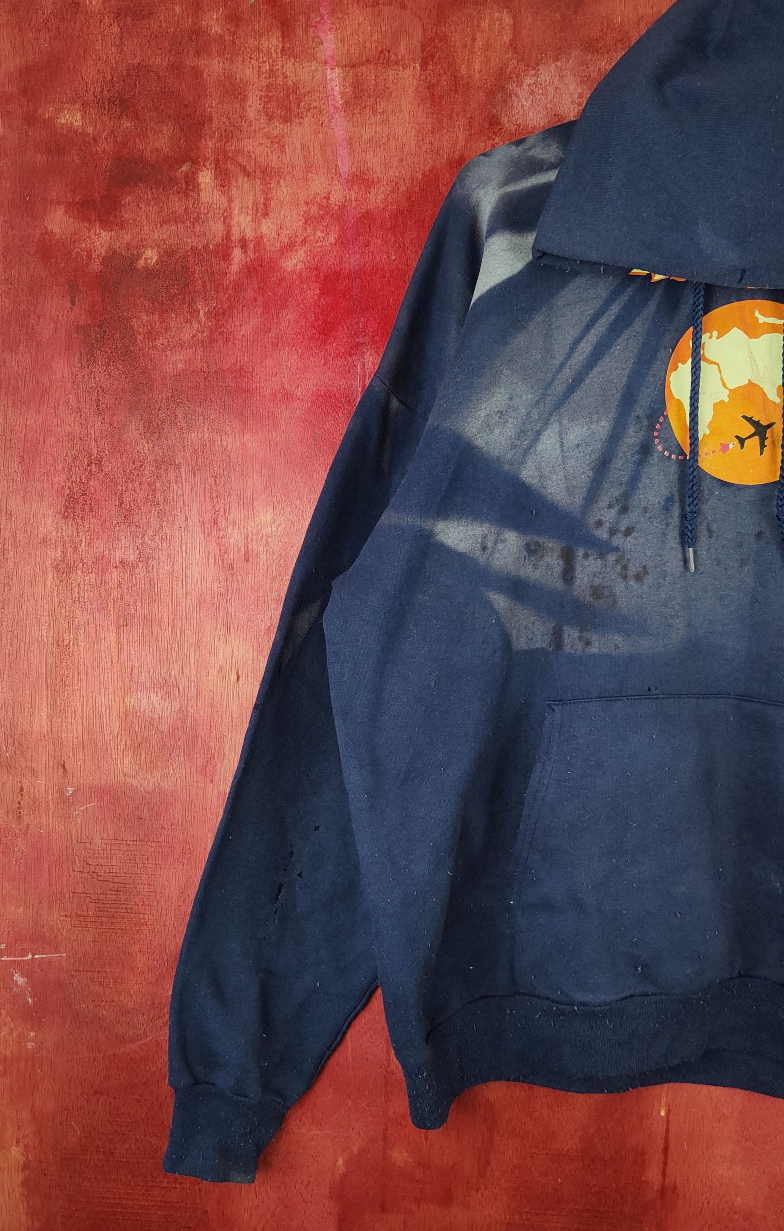 Vintage vintage Dark Blue Faded Hoodie Sweatshirts #S1864 Size US XL / EU 56 / 4 - 4 Thumbnail