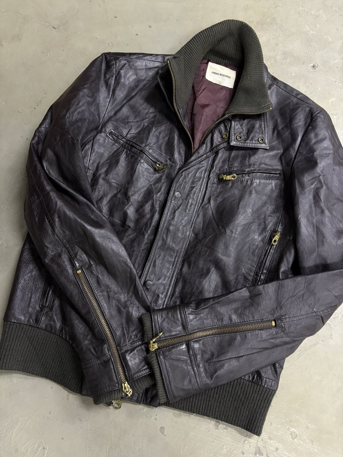 URBAN RESEARCH DOORS Vintage Urban Research Brown Patina Zipper Leather Jacket Size US M / EU 48-50 / 2 - 2 Thumbnail