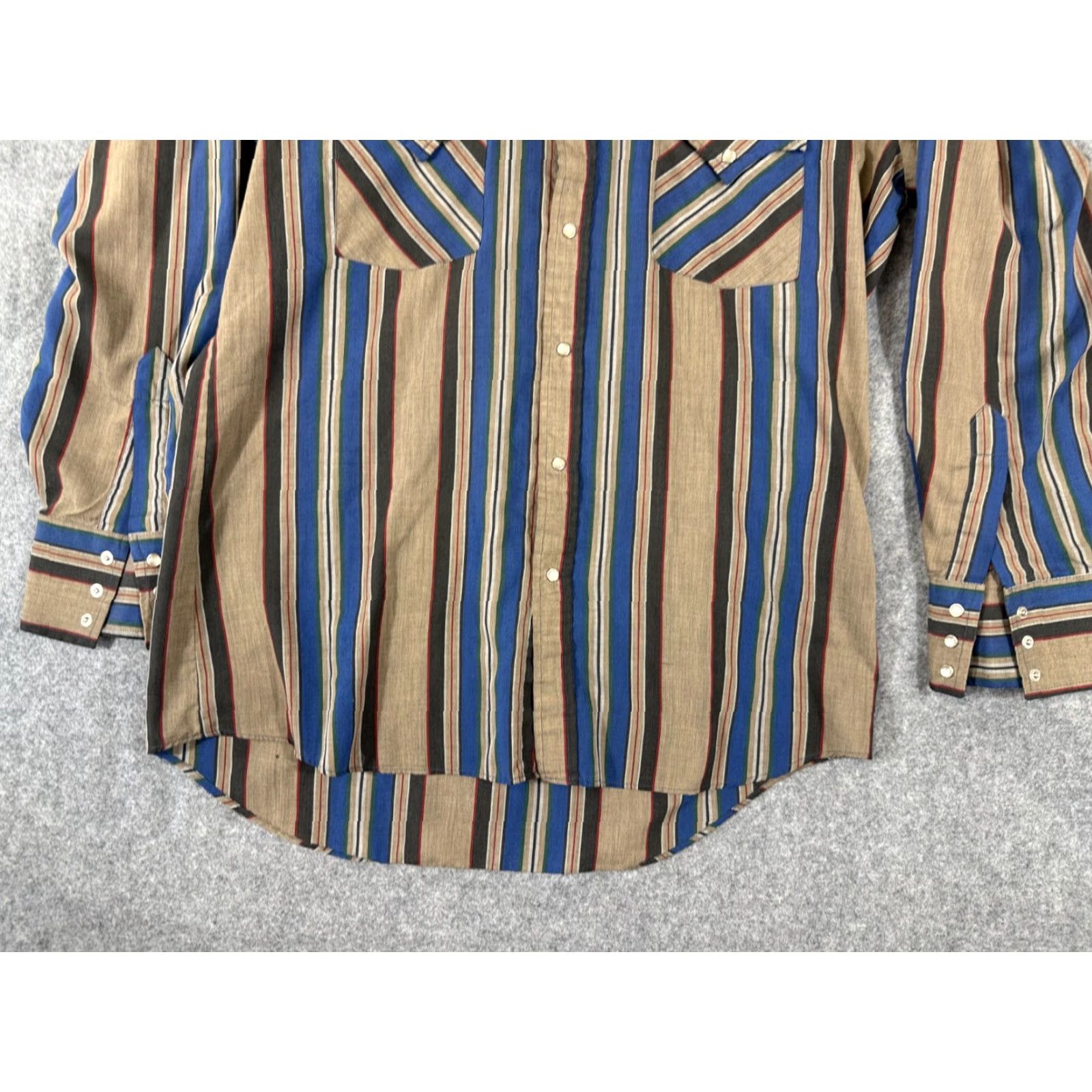Vintage VINTAGE Ely Cattleman Western Shirt Mens 15.5/33 Blue Brown Striped Pearl Snap Long Sleeve Cowboy Size US XS / EU 42 / 0 - 4 Thumbnail