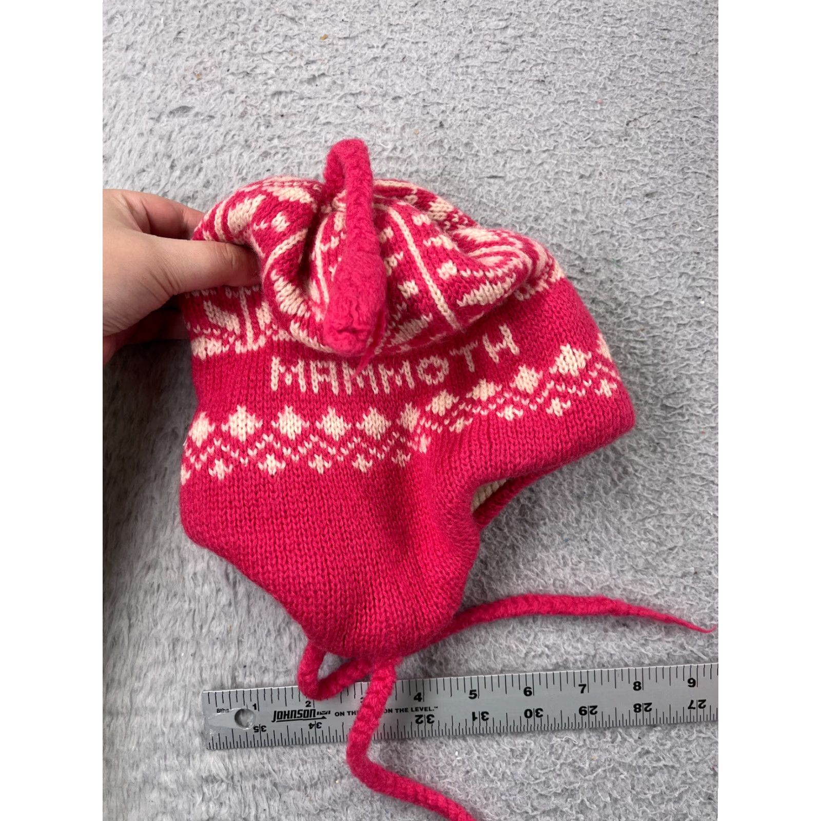 Pinko Smiley Beanie Adult One Size Pink Knit Wool Fair Isle Tassel Ear Flap Ski Hat/Cap Mens Womens Size ONE SIZE - 2 Thumbnail