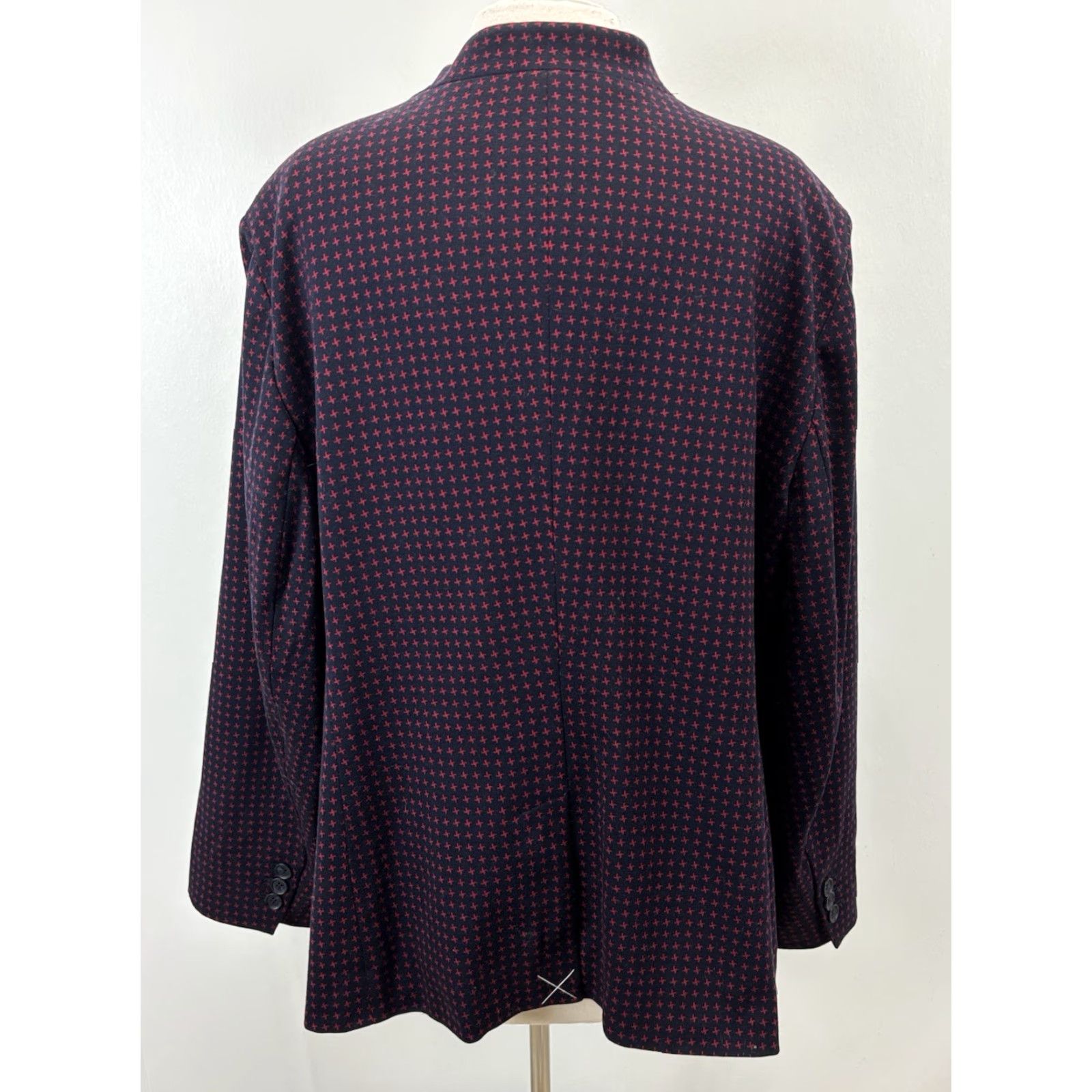 Talbots NEW Talbots Aberdeen Blazer Jacket 24W Plus Navy Red Print Cotton Career Womens Size 4XL / US 24-26 - 3 Thumbnail