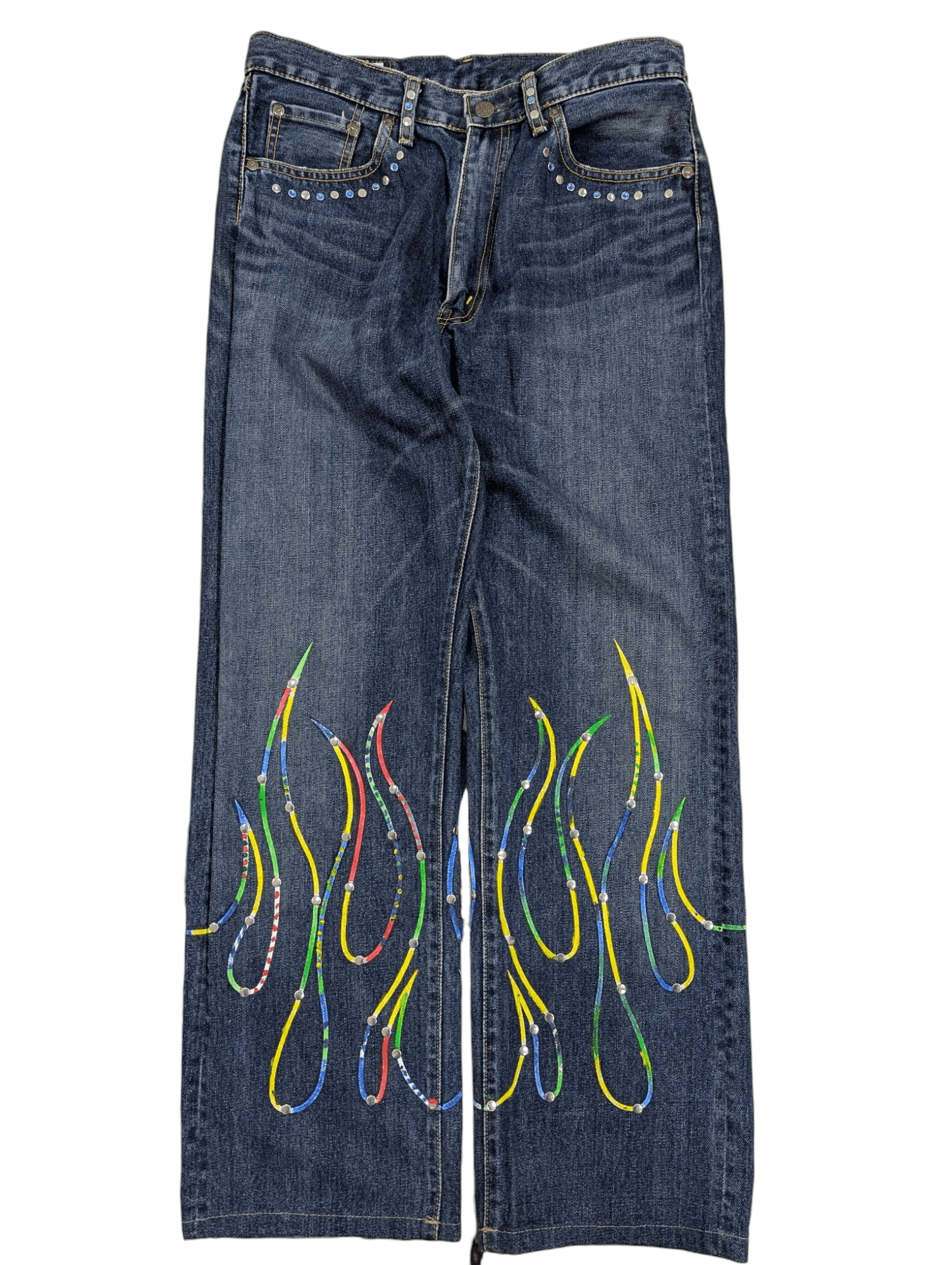 Big John Flare Jeans Studded Flame Denim