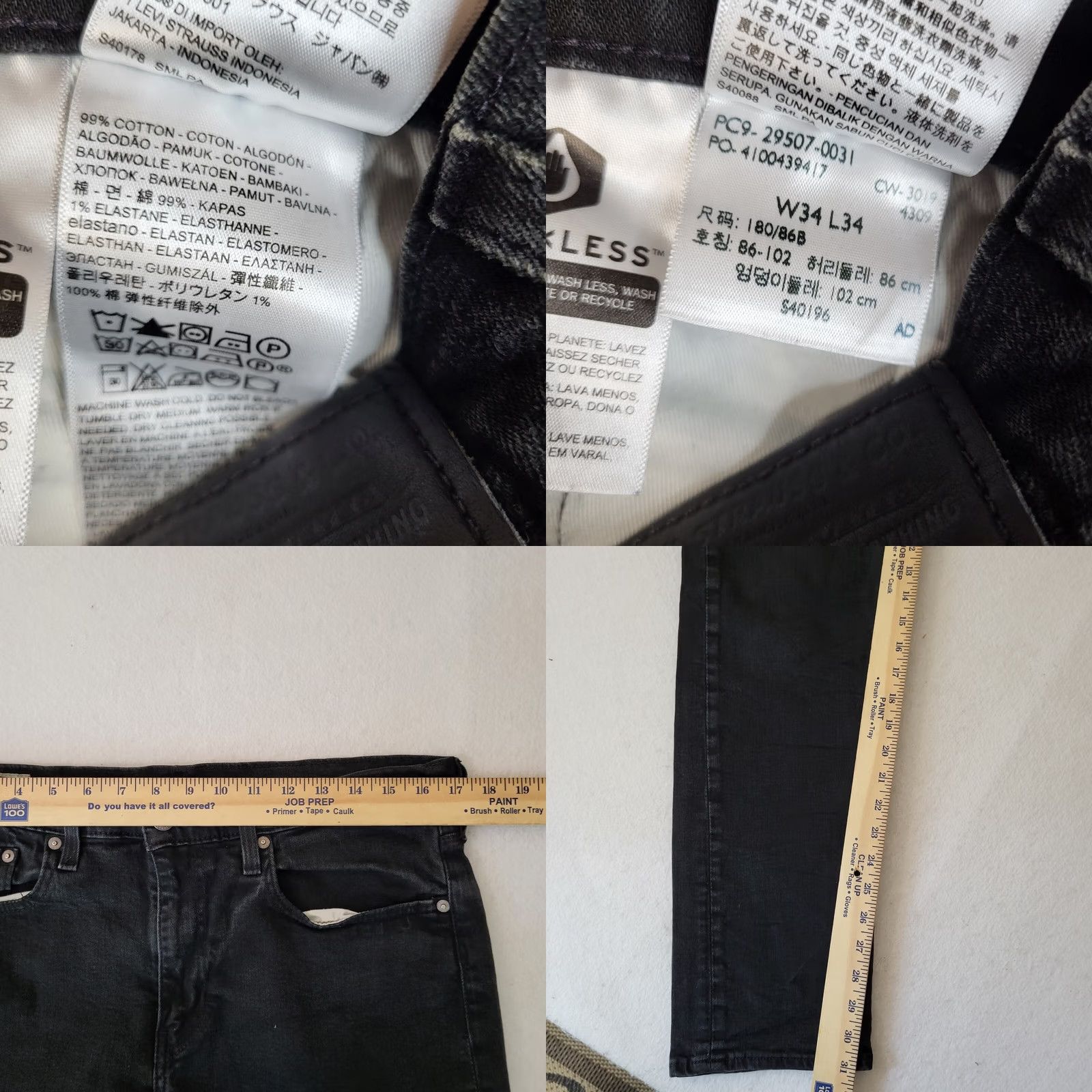 Levi's Levi’s 502 Jeans Straight Regular Black Denim Size 34 Womens 34 Dark Wash Casual Belted Comfort 90s None Size 24" / US 00 / IT 34 - 8 Thumbnail