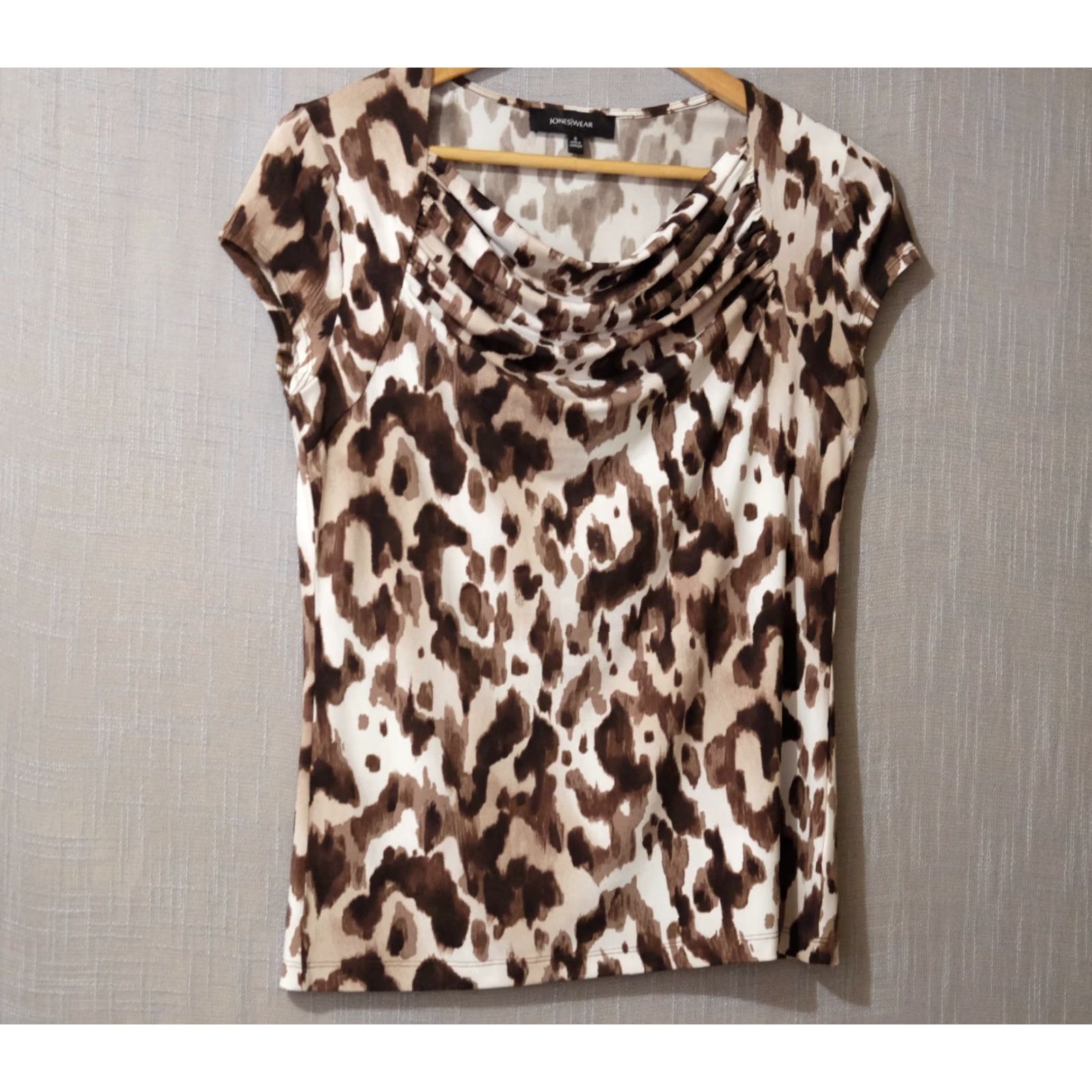Vintage Jones Wear Blouse Cowl Neck Cream/Beige/Brown Women's S Shirt Size S / US 4 / IT 40 - 2 Thumbnail