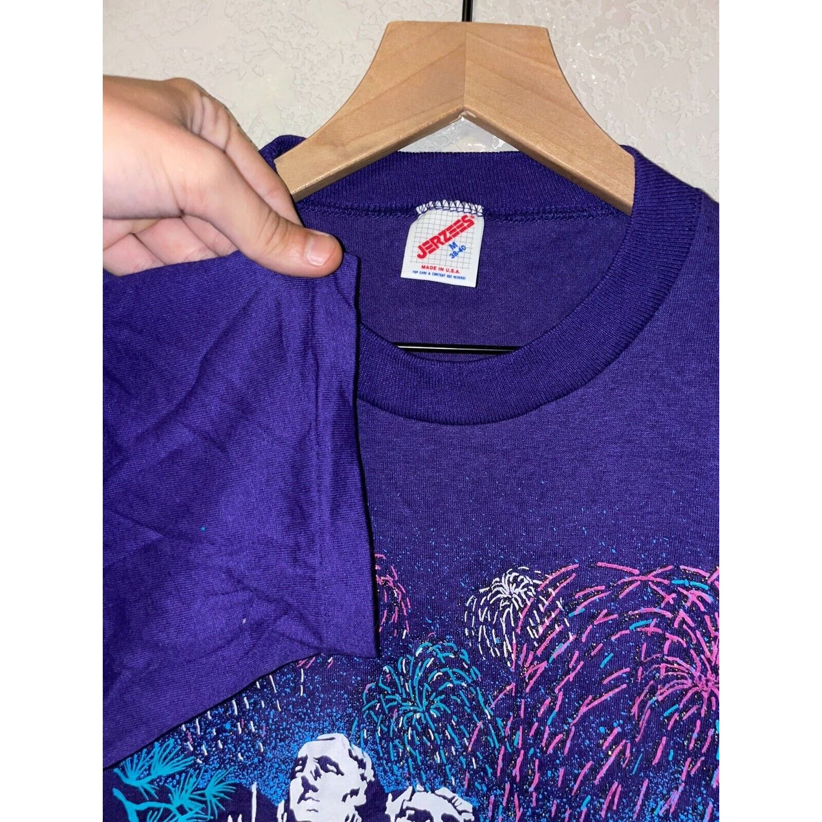 Jerzees Vintage Mount Rushmore Shirt Firework Purple Tee VTG 90s M Size US M / EU 48-50 / 2 - 7 Thumbnail