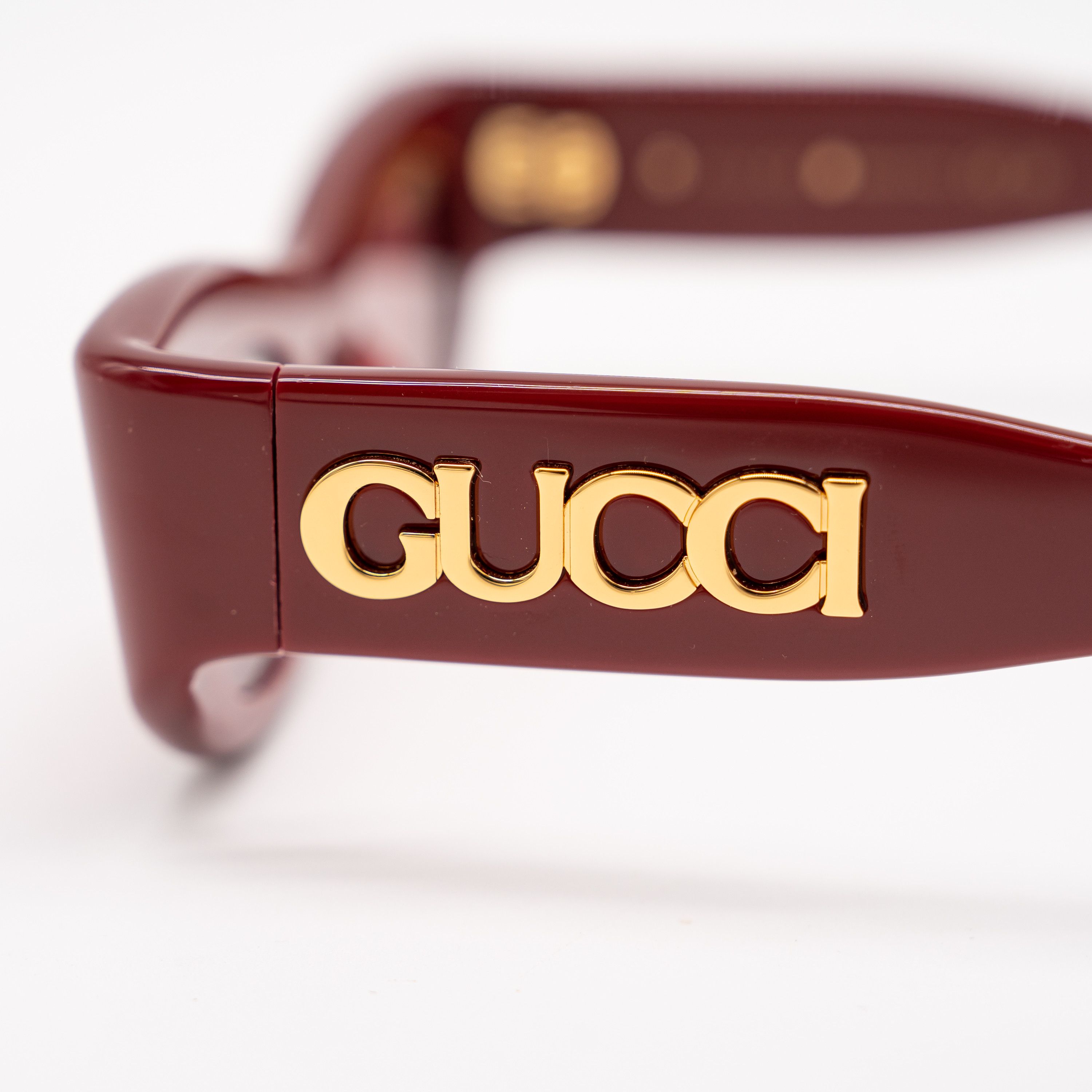 Gucci Gucci GG1809S Rectangular Sunglasses Red Gold Acetate Size ONE SIZE - 6 Thumbnail