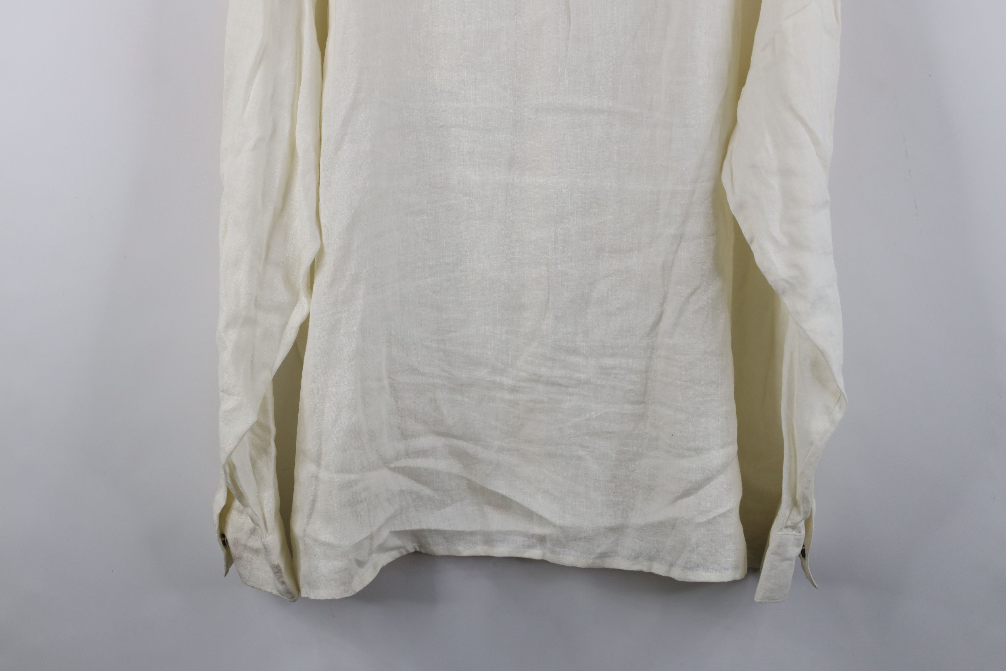 Vintage Vintage 90s Streetwear Linen Collared Button Shirt Cream Size US XXL / EU 58 / 5 - 13 Thumbnail