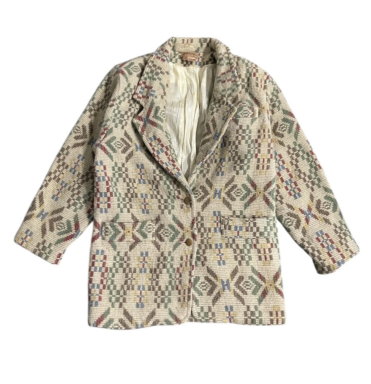 Vintage Vintage Ruff Hewn Abstract Aztec Wool Style Blazer Size US L / EU 52-54 / 3 - 1 Thumbnail