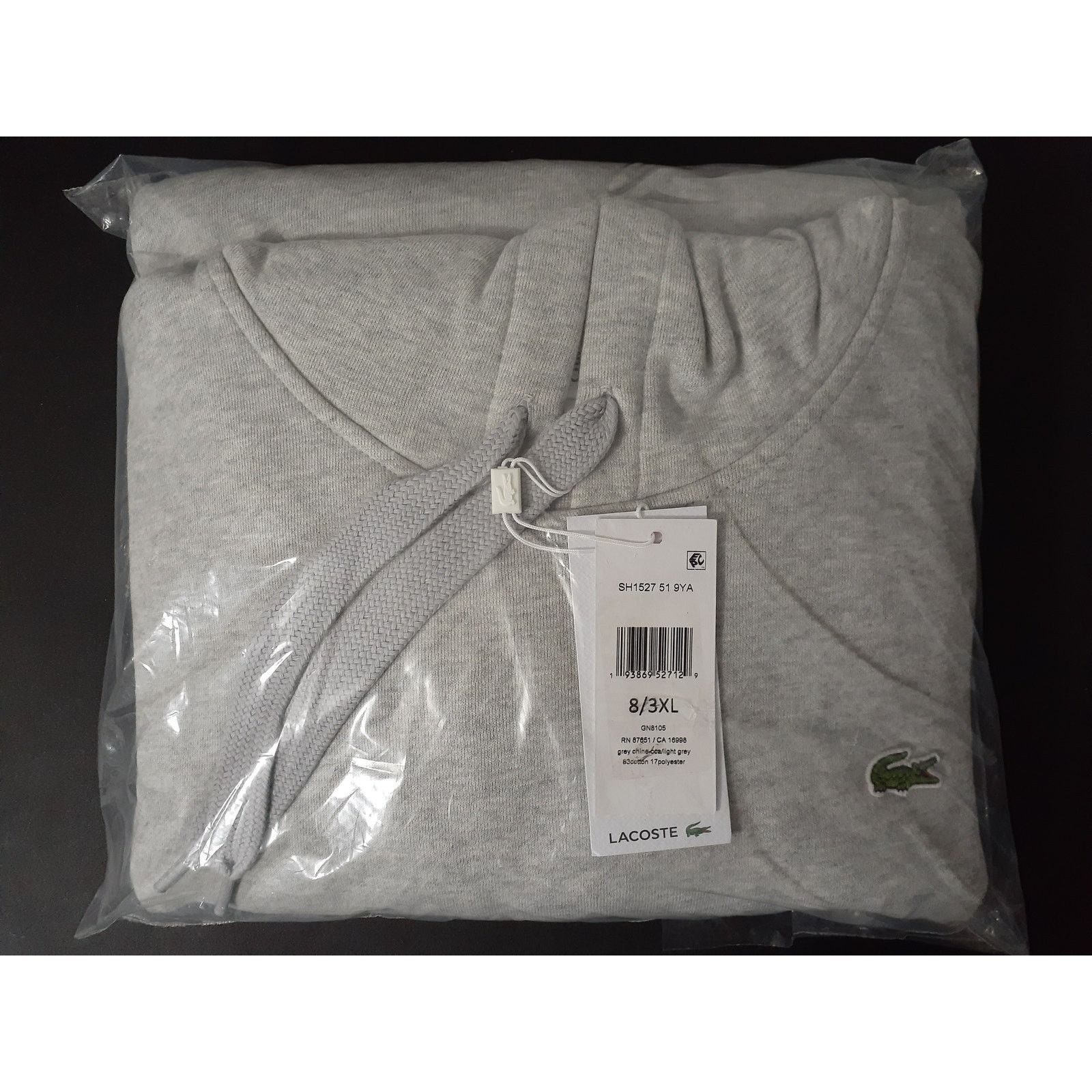 Lacoste Lacoste Men's Pullover Hooded Fleece Sweatshirt Silver 3XL Size US XXL / EU 58 / 5 - 2 Thumbnail