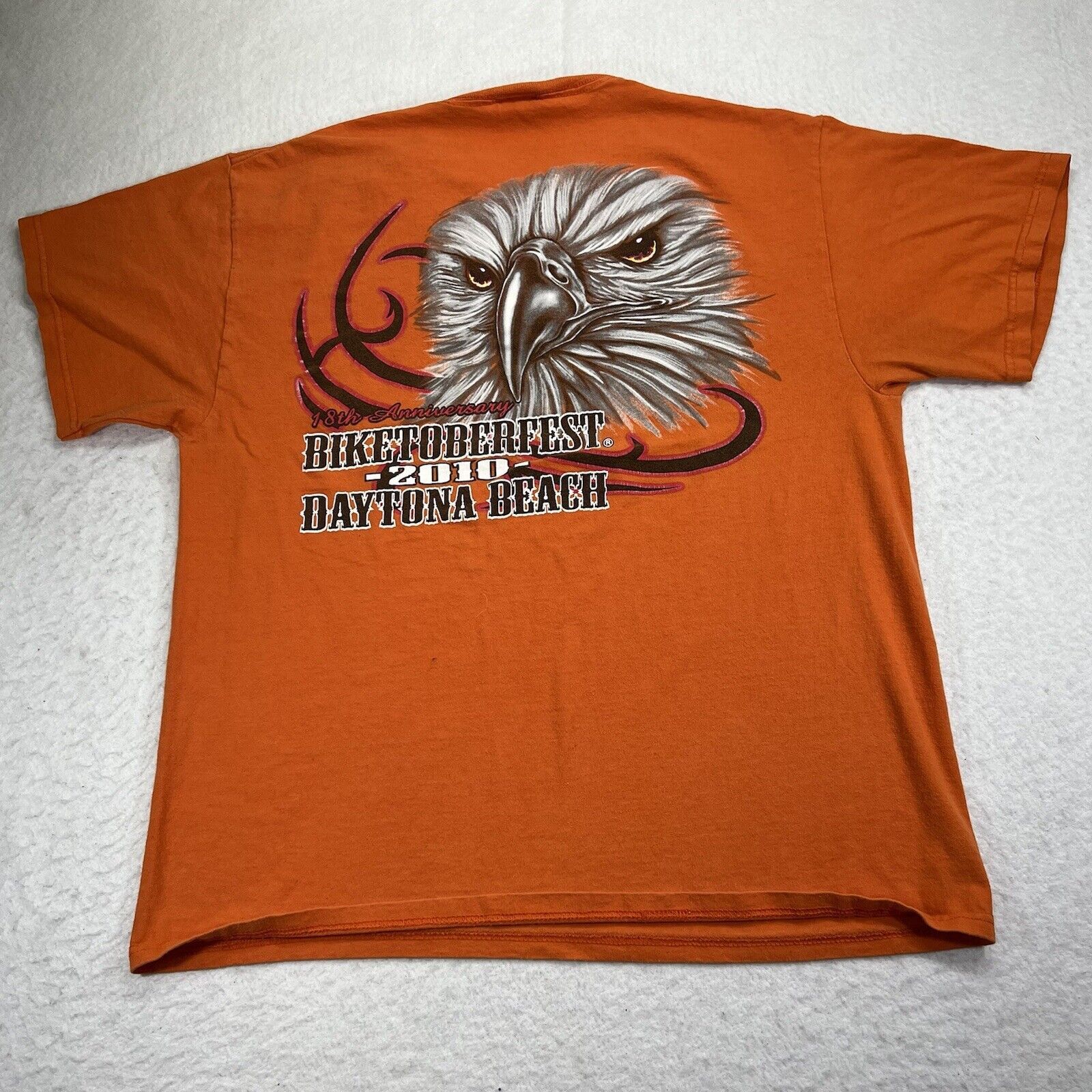 Delta Daytona Beach 2010 Biketoberfest Large Orange Graphic TShirt Size US L / EU 52-54 / 3 - 10 Thumbnail