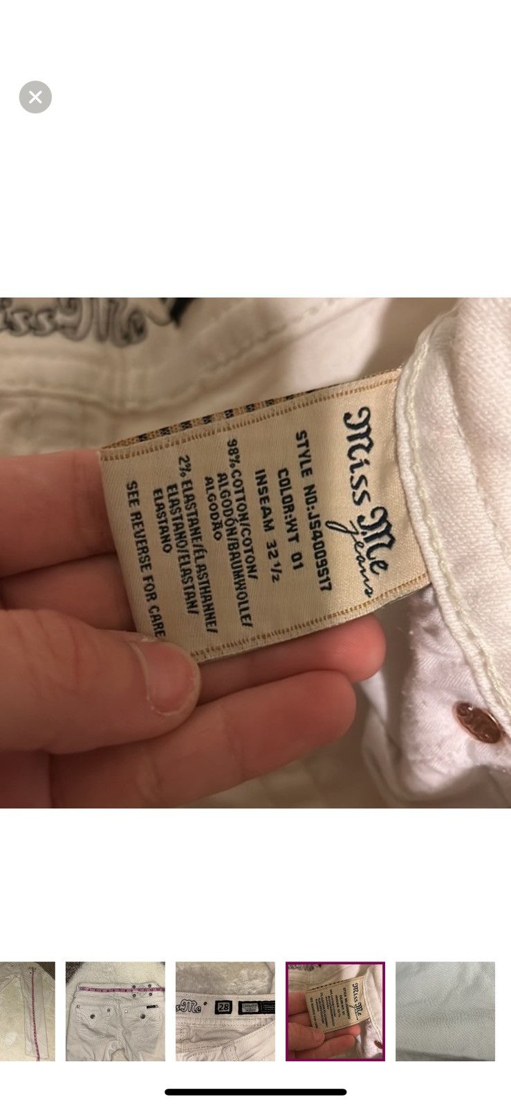 Miss Me Miss me white skinny jeans size 28 Size 28" / US 6 / IT 42 - 6 Thumbnail