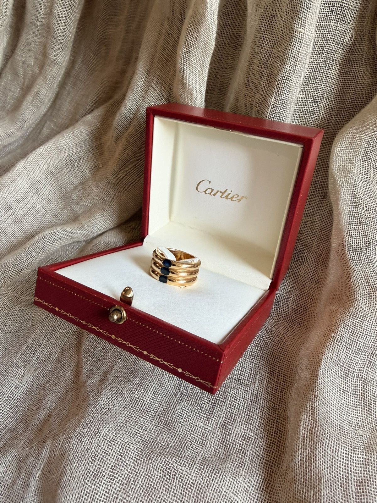 Cartier Cartier Vintage Ellipse 3Row Sapphire Ring (18K Yellow Gold) Size ONE SIZE - 3 Thumbnail
