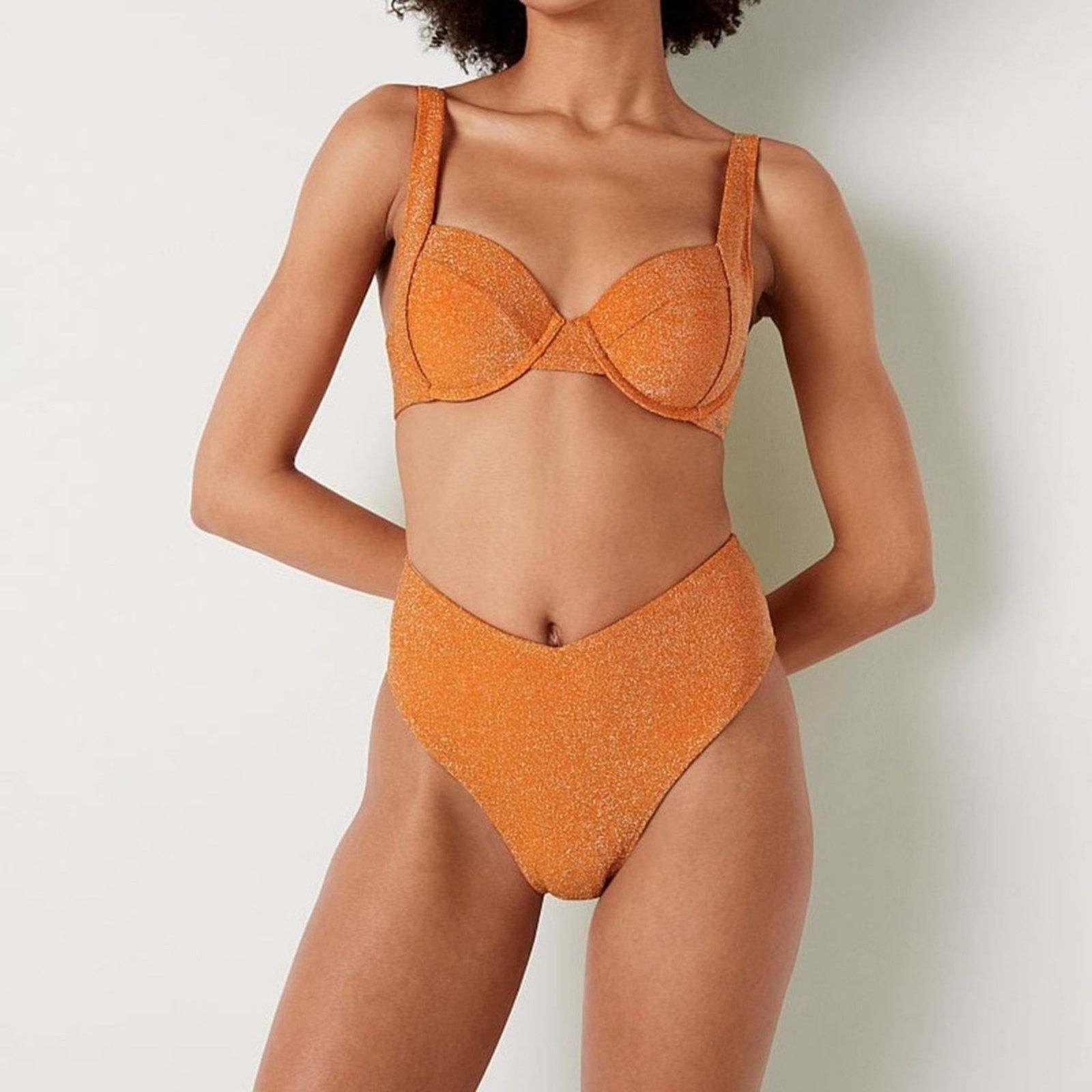 Victoria's Secret Victoria’s Secret Orange Brazilian Shimmer Bikini Size XS/S Size ONE SIZE - 1 Thumbnail