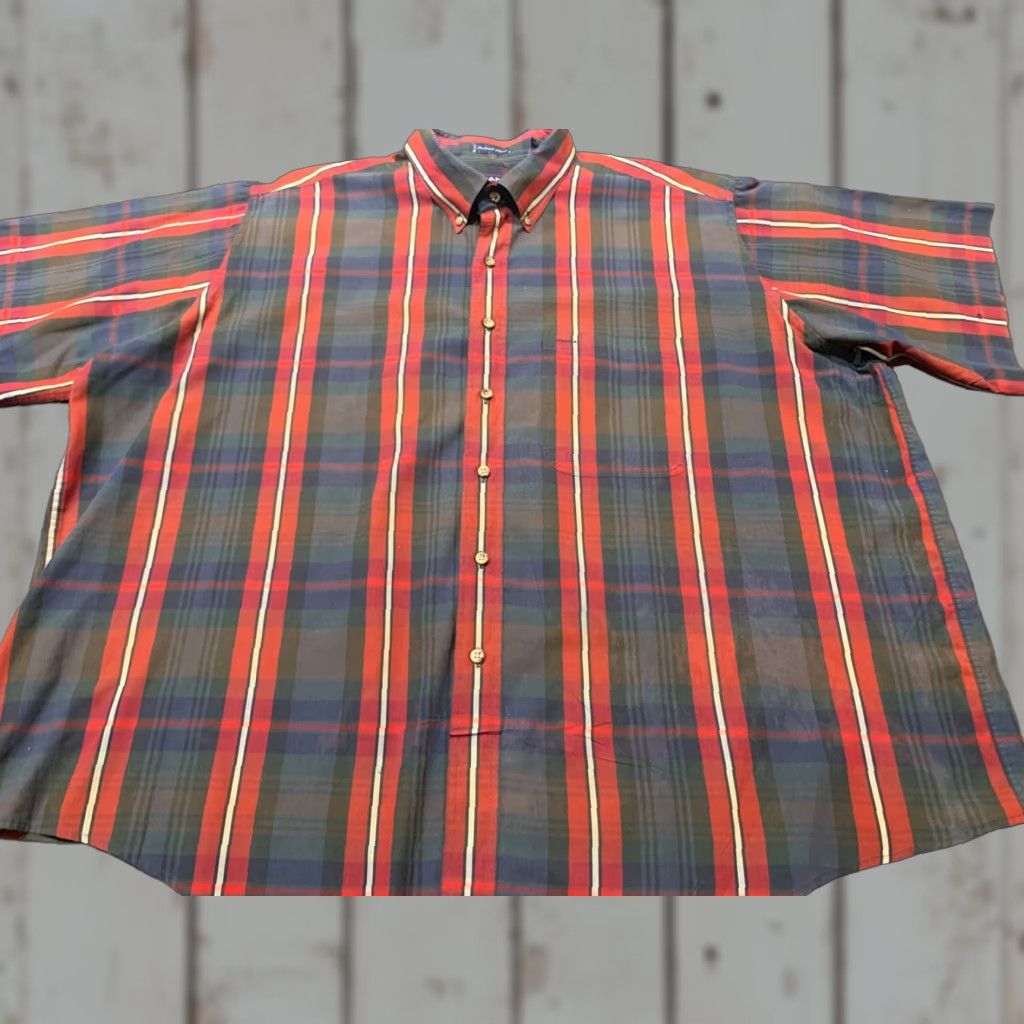 Gant VINTAGE GANT Mens Shirt 3XB Big Foxhunt Plaid Blue Red Casual Button Up S/S Size US XXL / EU 58 / 5 - 1 Thumbnail
