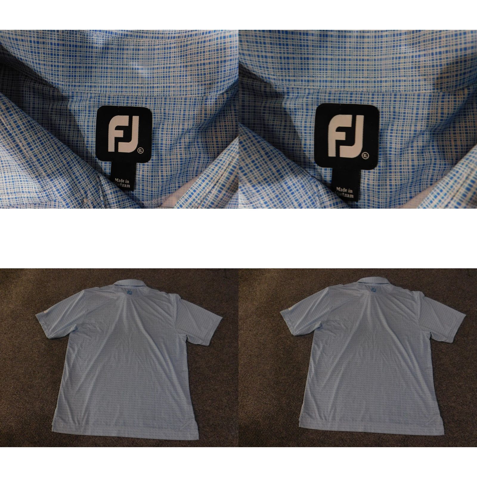 Footjoy FootJoy Polo Shirt Mens XL Blue Grid Check Golf Performance Lightweight Short Sleeve Breathable Moisture Wicking Collar FJ Logo Size US XL / EU 56 / 4 - 8 Thumbnail