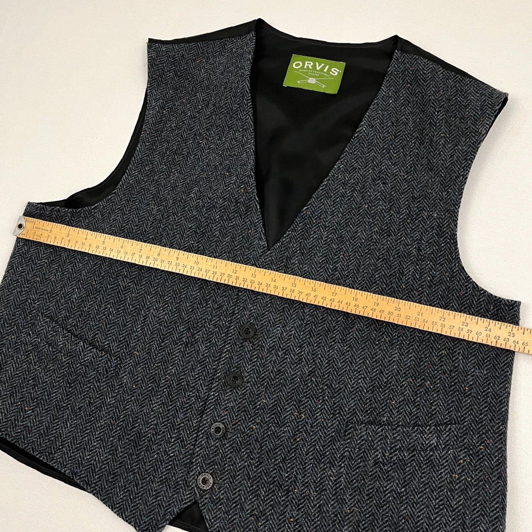 Orvis VINTAGE Orvis Waistcoat Mens 2XL Blue Tweed Herringbone Wool Suit Jacket Vest ORVIS Waistcoat 2XL Blue Tweed Wool Vest Mens Size US XXL / EU 58 / 5 - 5 Thumbnail