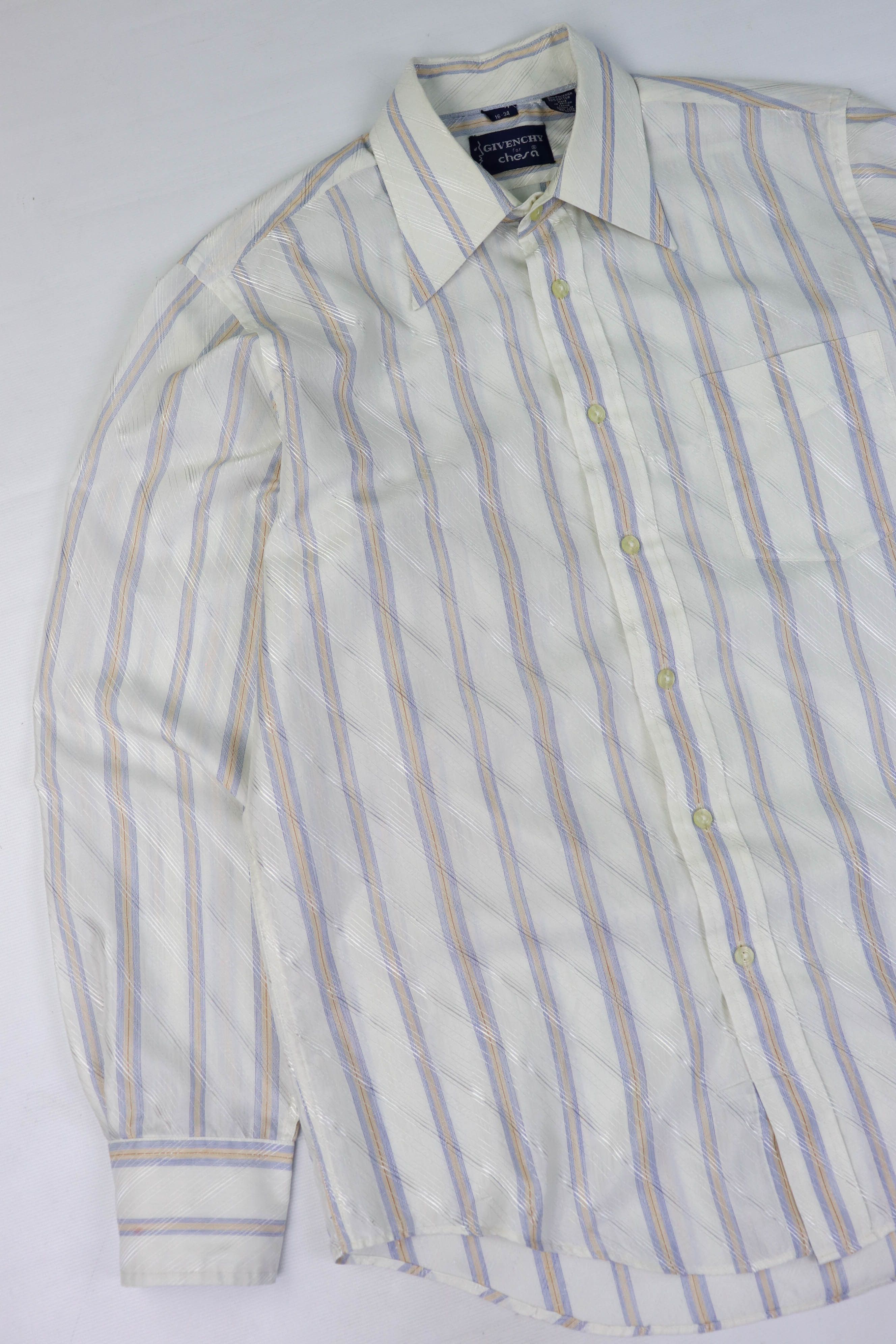 Givenchy Givenchy 60-70s Vintage Made in Hong Kong Striped Shirt Size US L / EU 52-54 / 3 - 4 Thumbnail
