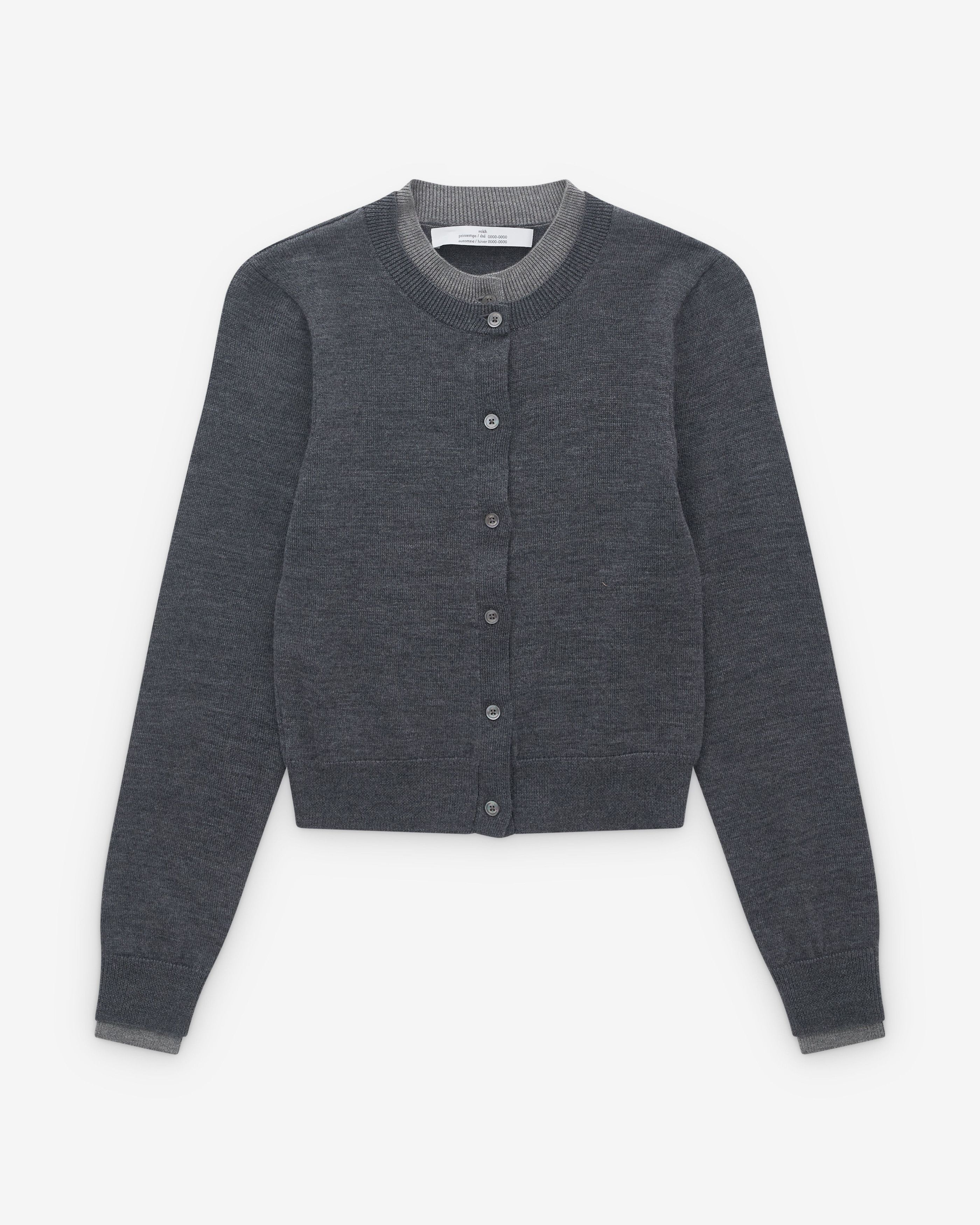 Rokh Rokh - Women’s Layered Cardigan - (Grey Melange) in Gray, Women's