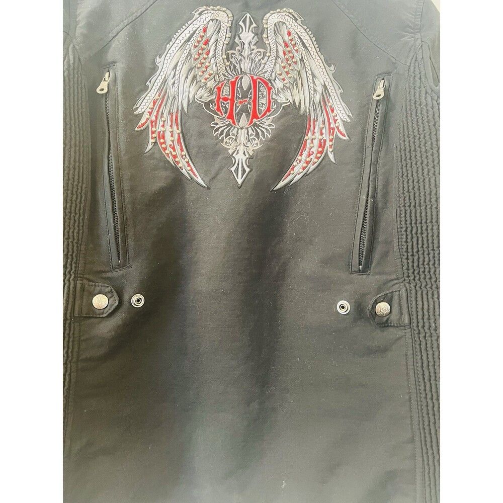 Harley Davidson Harley Davidson jacket Coat Black Cotton Embroidered Wings Size US L / EU 52-54 / 3 - 7 Thumbnail