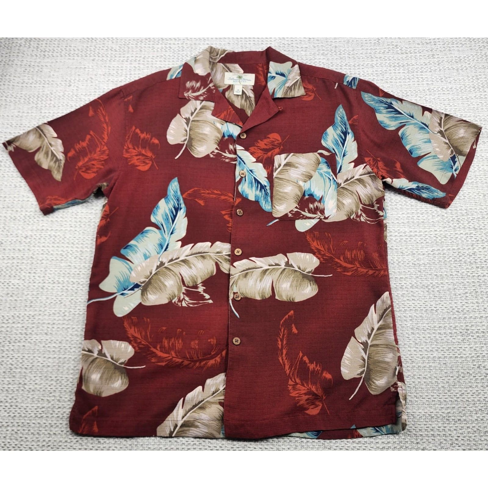 Vintage Island Shores Shirt Mens Medium Red Silk Hawaiian Aloha Palm Print Beach Tropical Floral Camp Shirt M Size US M / EU 48-50 / 2 - 2 Thumbnail