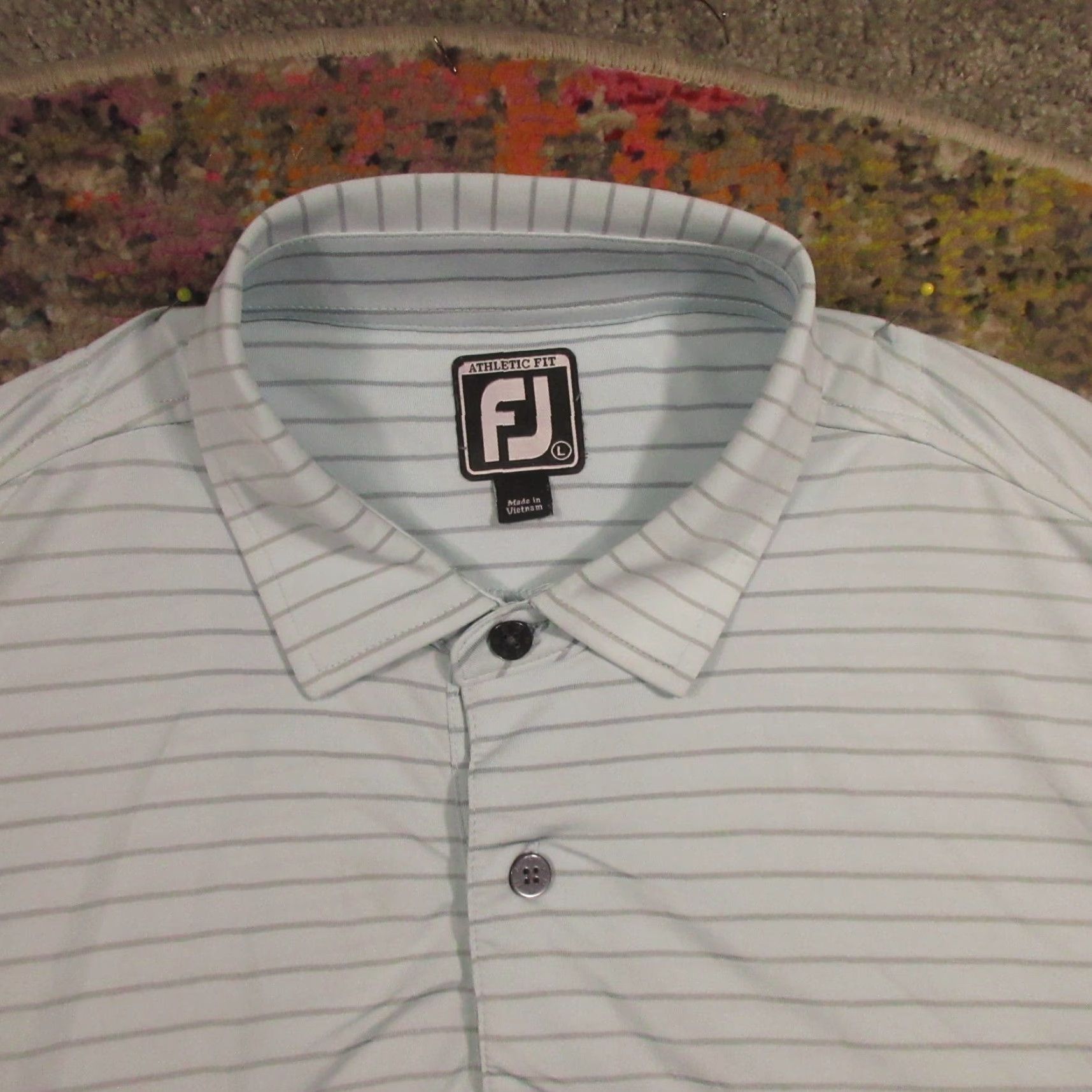 Footjoy FootJoy Polo Shirt Mens L Blue Striped Stretch FJ Golf Casual Activewear Short Sleeve Regular Fit Size US L / EU 52-54 / 3 - 2 Thumbnail
