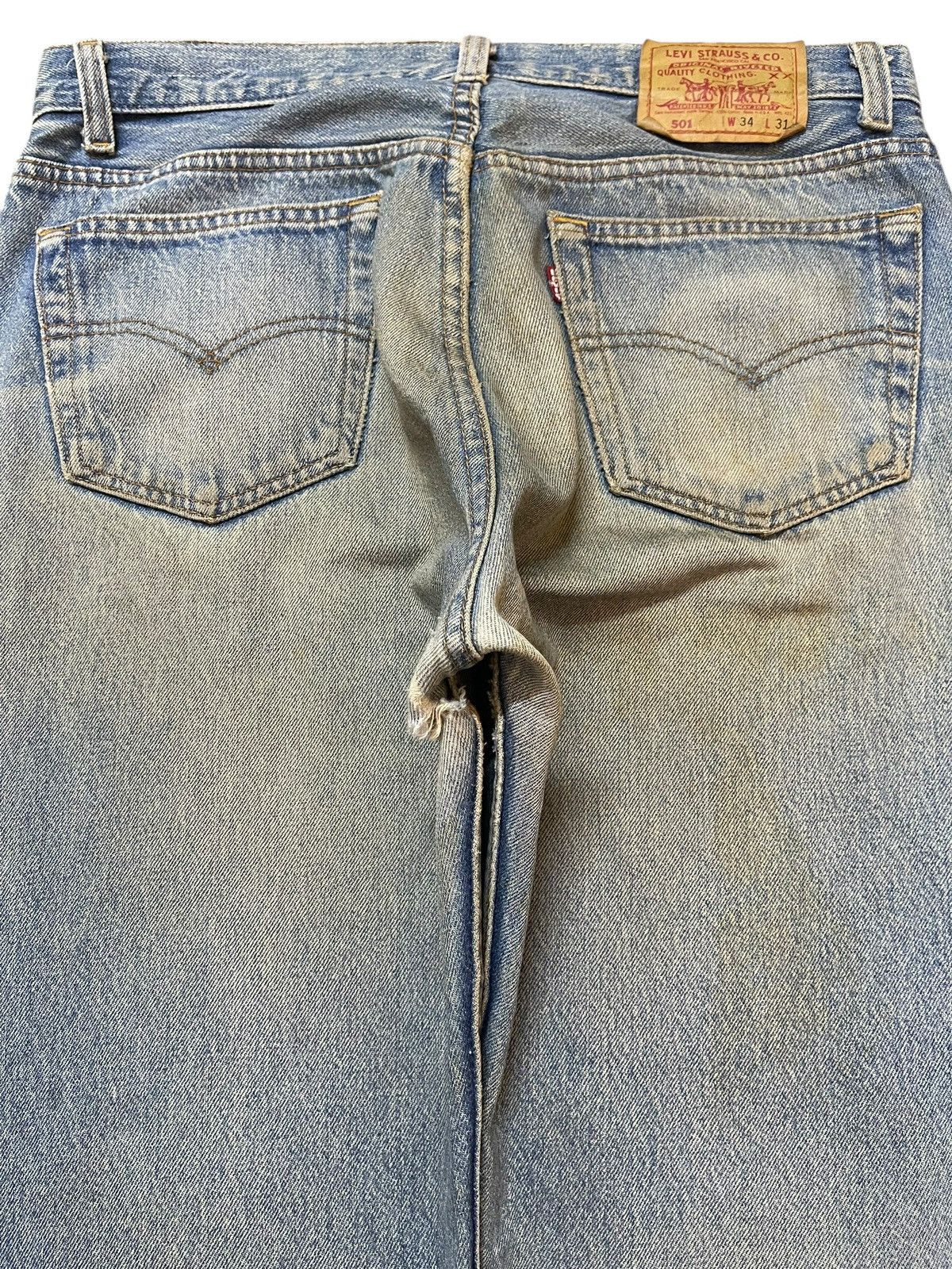 Levi's Vintage 80s Levis 501 Mud Wash Classic Style Loose Jeans Size US 34 / EU 50 - 5 Thumbnail