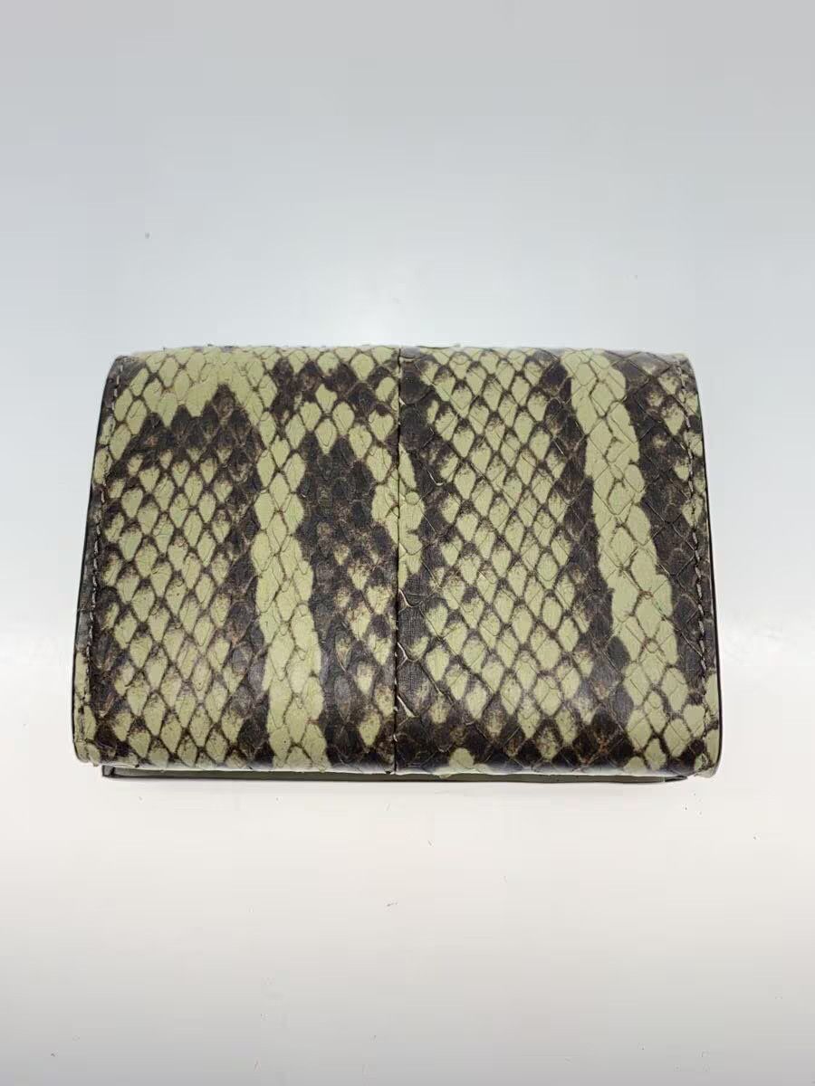 Fendi Leather Tri-Fold Wallet Green Animal Print