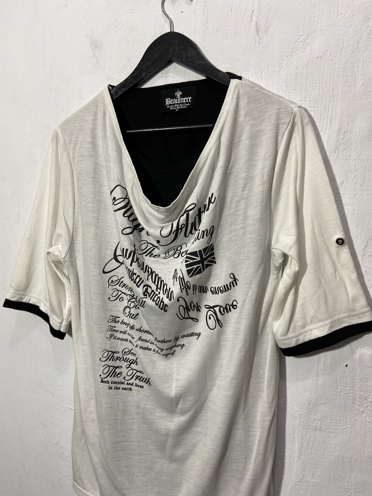 Beauty Beast × Japanese Brand Y2K Japanese Rock Poem Beaumere Double Layer Raglan Tshirt Size US M / EU 48-50 / 2 - 2 Thumbnail