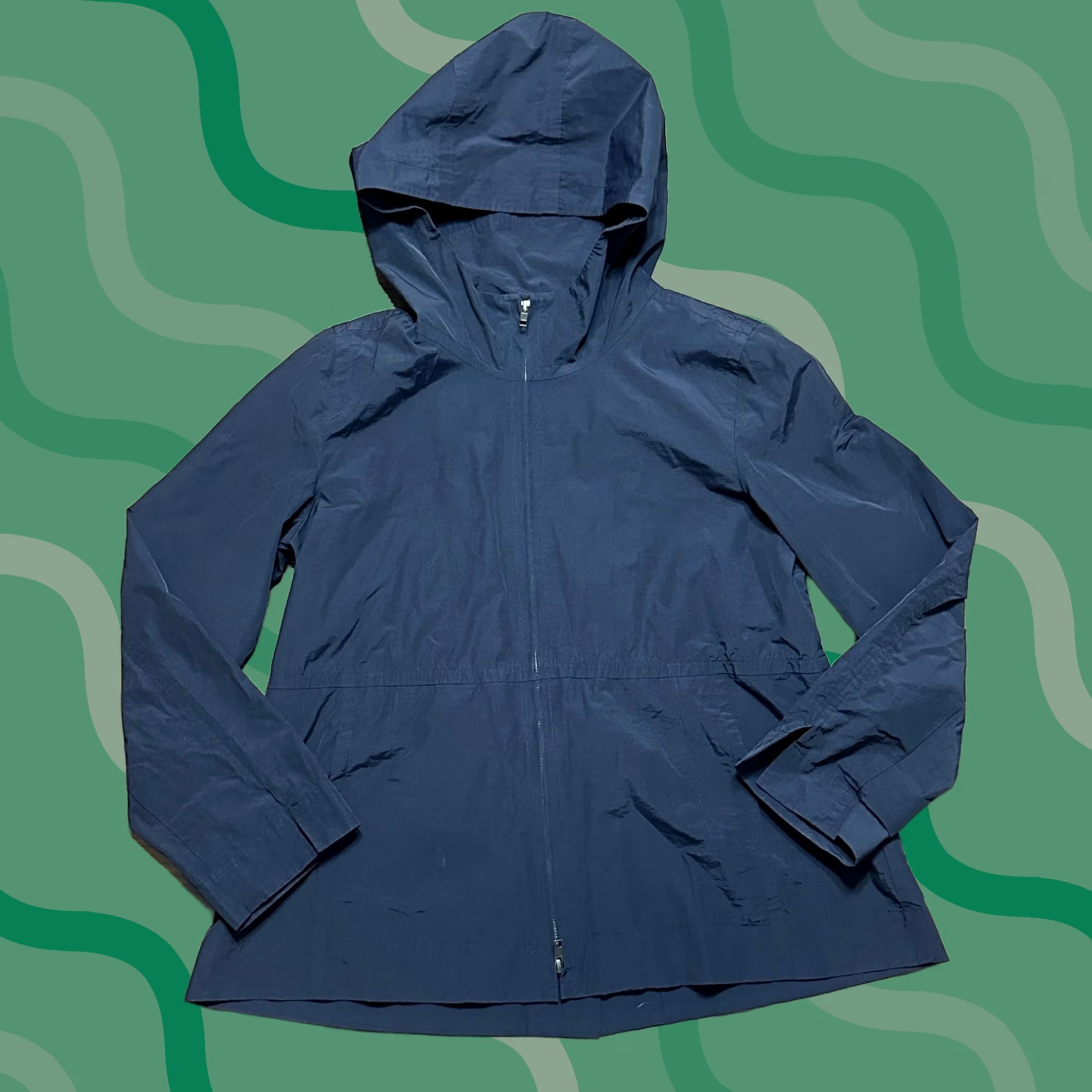 Eileen Fisher Eileen Fisher Women's Light Cotton Nylon Hooded Rain Jacket Blue M Jacket Size M / US 6-8 / IT 42-44 - 1 Thumbnail