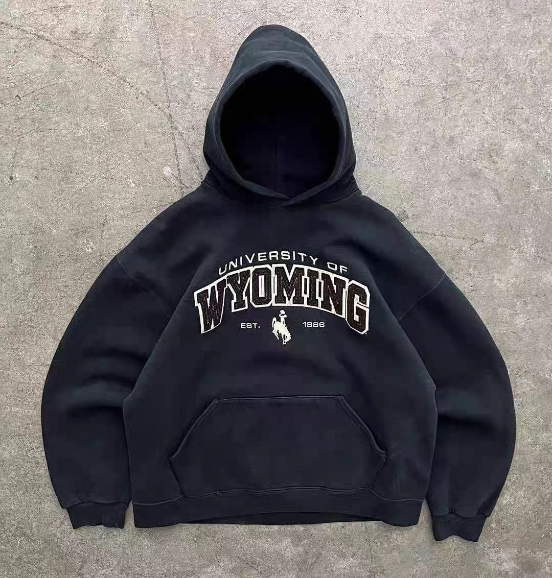 Vintage Black street casual retro letter print hoodie y2k Size US M / EU 48-50 / 2 - 1 Thumbnail