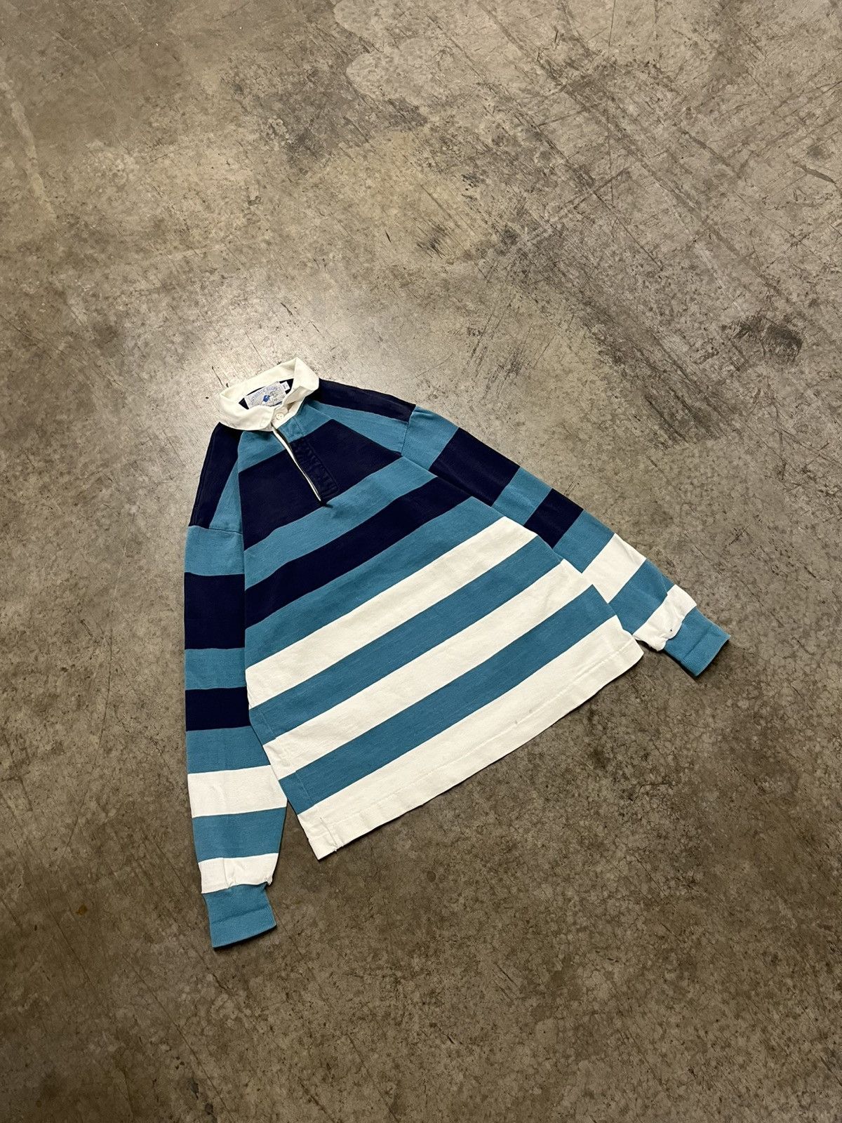 Polo Ralph Lauren × Vintage Rugby stripped vintage lands end polo style preppy hype rare Size US L / EU 52-54 / 3 - 3 Thumbnail