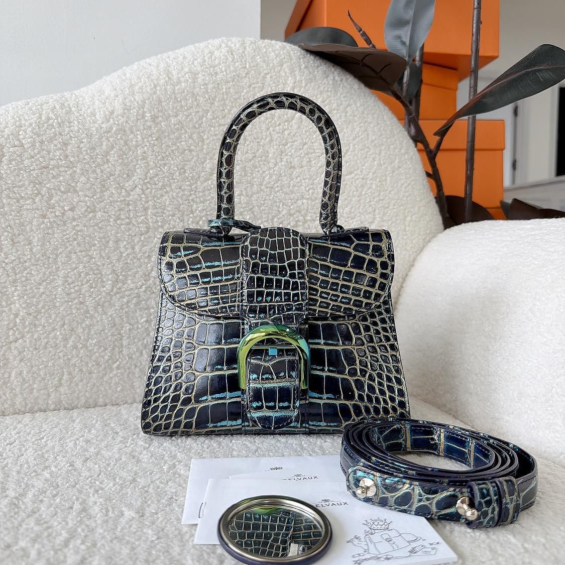 Delvaux Delvaux Brillant Crocodile Embossed Handle Bag ONE SIZE Size ONE SIZE - 1 Thumbnail