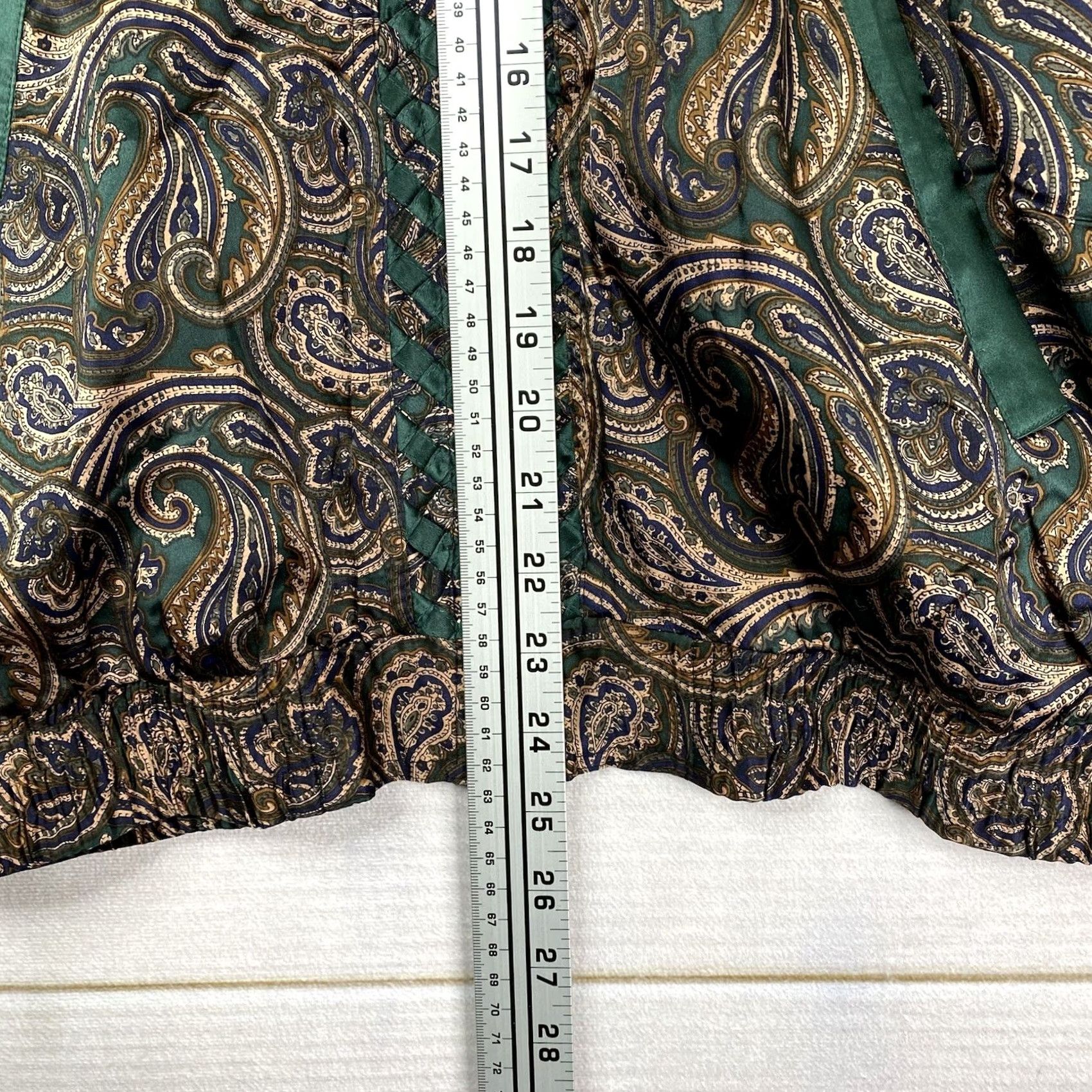 Greats VINTAGE Cavalier Jacket Womens XS Paisley Green 100% Silk Lace Zipper Short Sleeve Hand Wash Only Size XS / US 0-2 / IT 36-38 - 6 Thumbnail